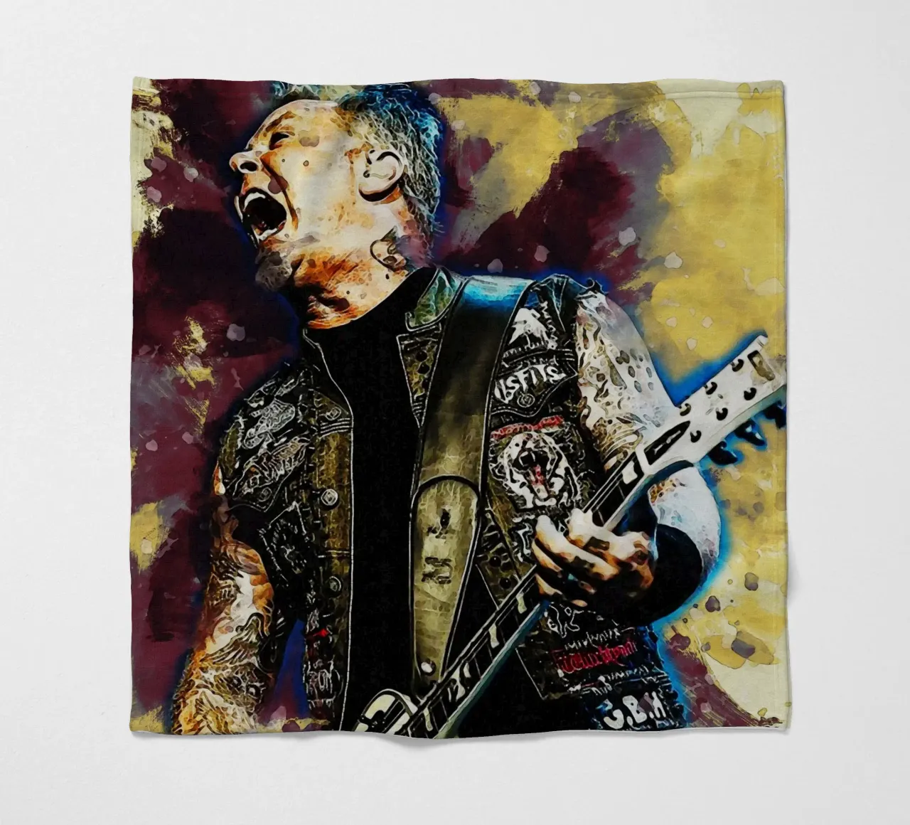 Smudge of James Hetfield fleece blanket by Gunawan Rb