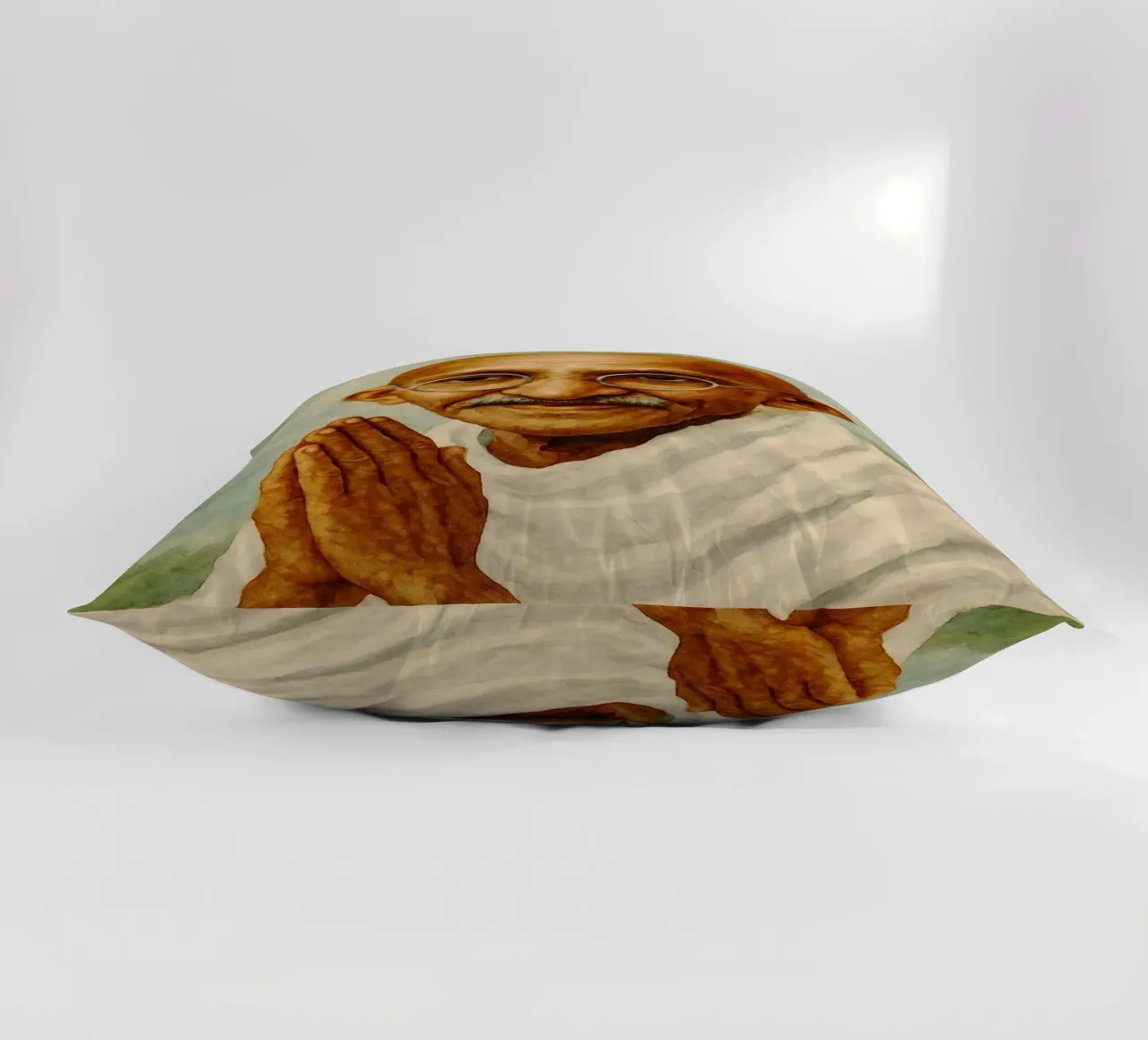 Mahatma Gandhi Repainting Imagination Redrawing decorative cushion by MOKAIYA