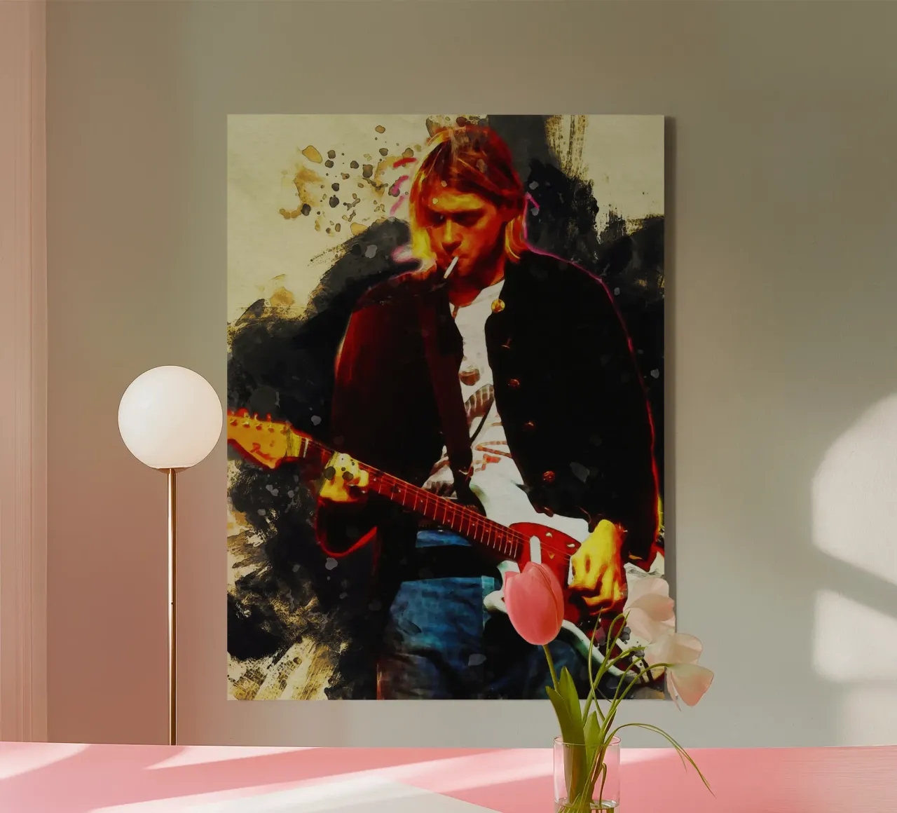 Smudge Kurt Cobain Live & Loud canvas with Floater frame by Gunawan Rb