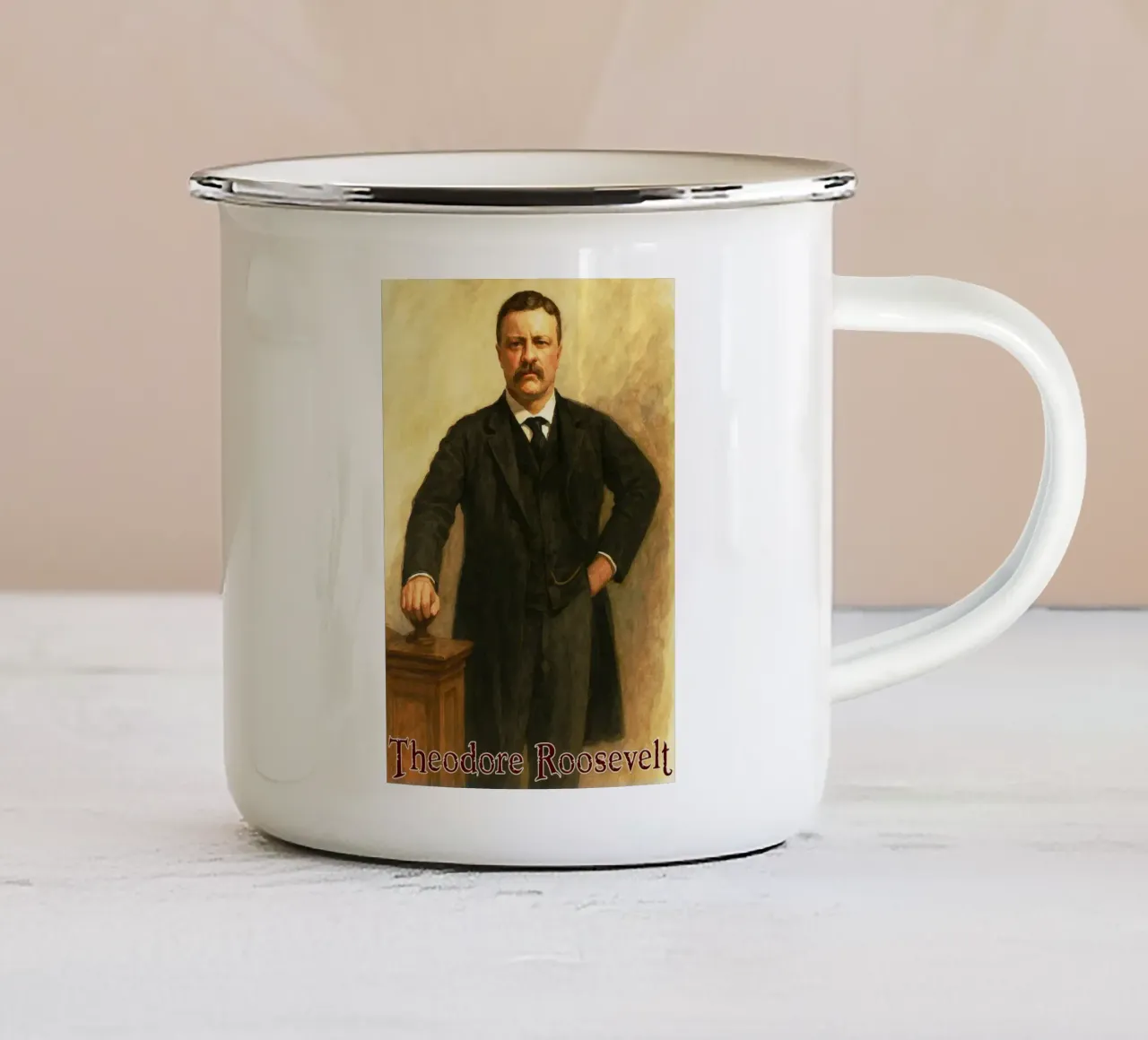 Theodore Roosevelt Riparare l'immaginazione Ridisegnare tazza in smalto da MOKAIYA