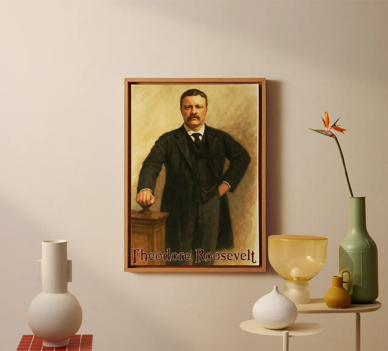 Theodore Roosevelt Repainting Imagination Redrawing canvas with Floater frame by MOKAIYA