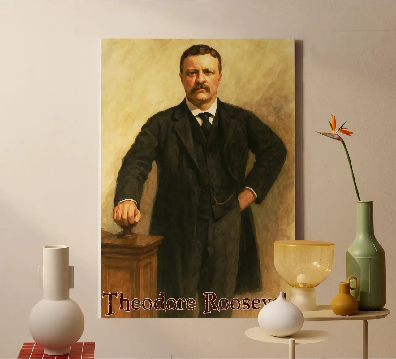 Theodore Roosevelt Repainting Imagination Redrawing canvas with Floater frame by MOKAIYA