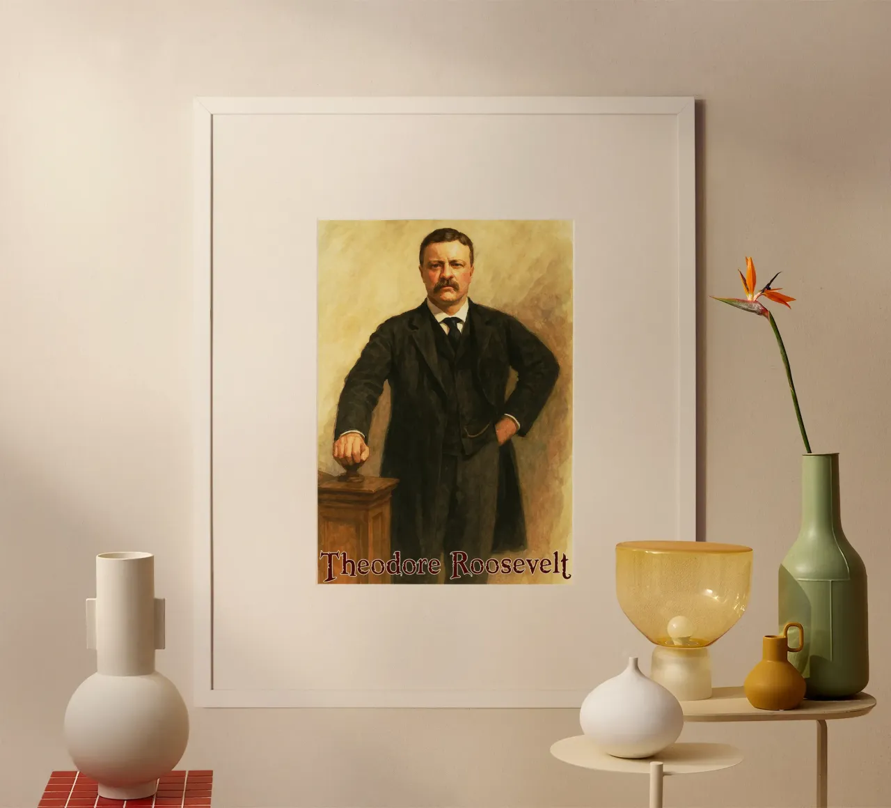 Theodore Roosevelt Riparare l'immaginazione Ridisegnare poster con telaio in plastica da MOKAIYA
