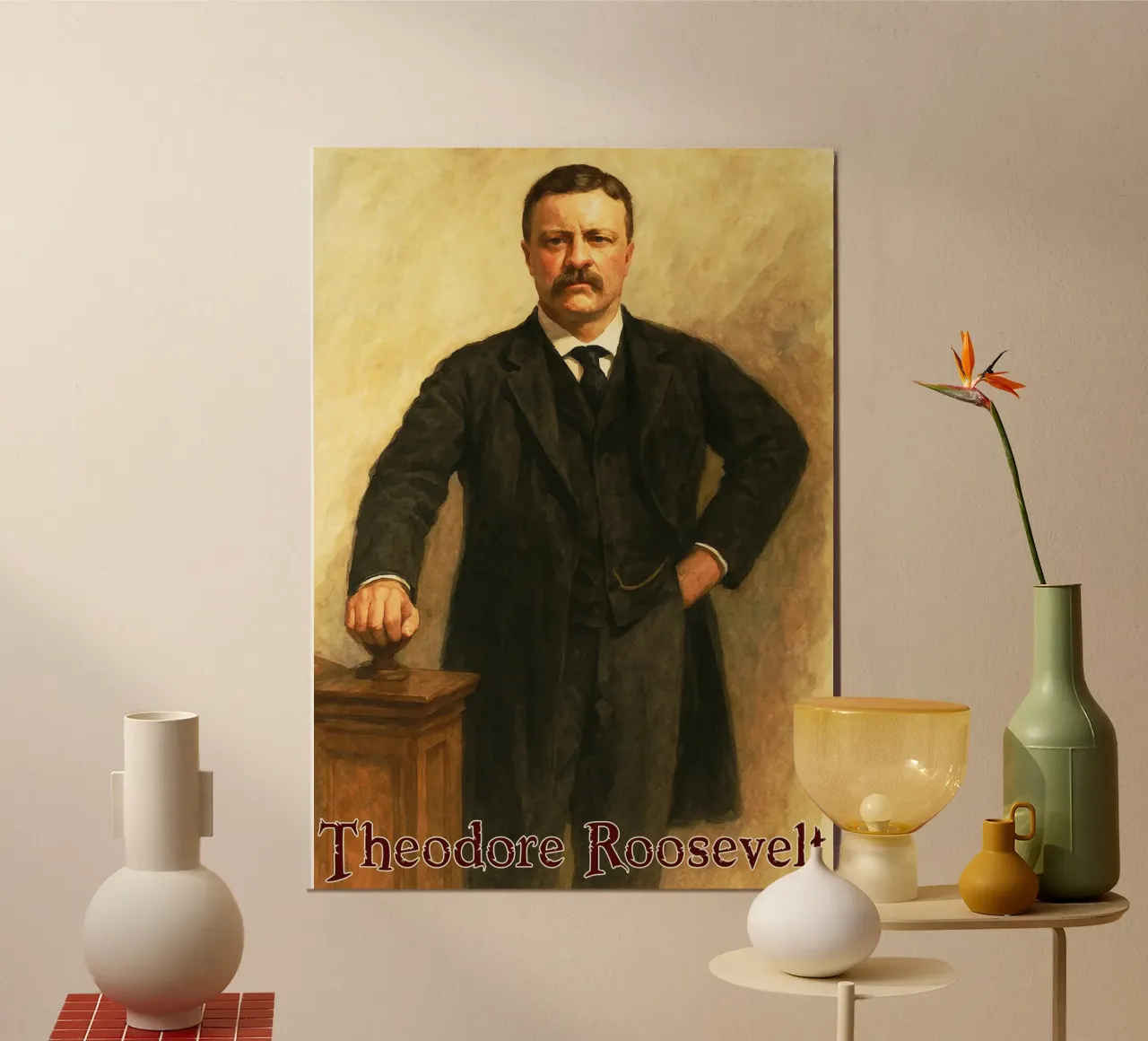 Theodore Roosevelt Riparare l'immaginazione Ridisegnare poster con telaio in plastica da MOKAIYA