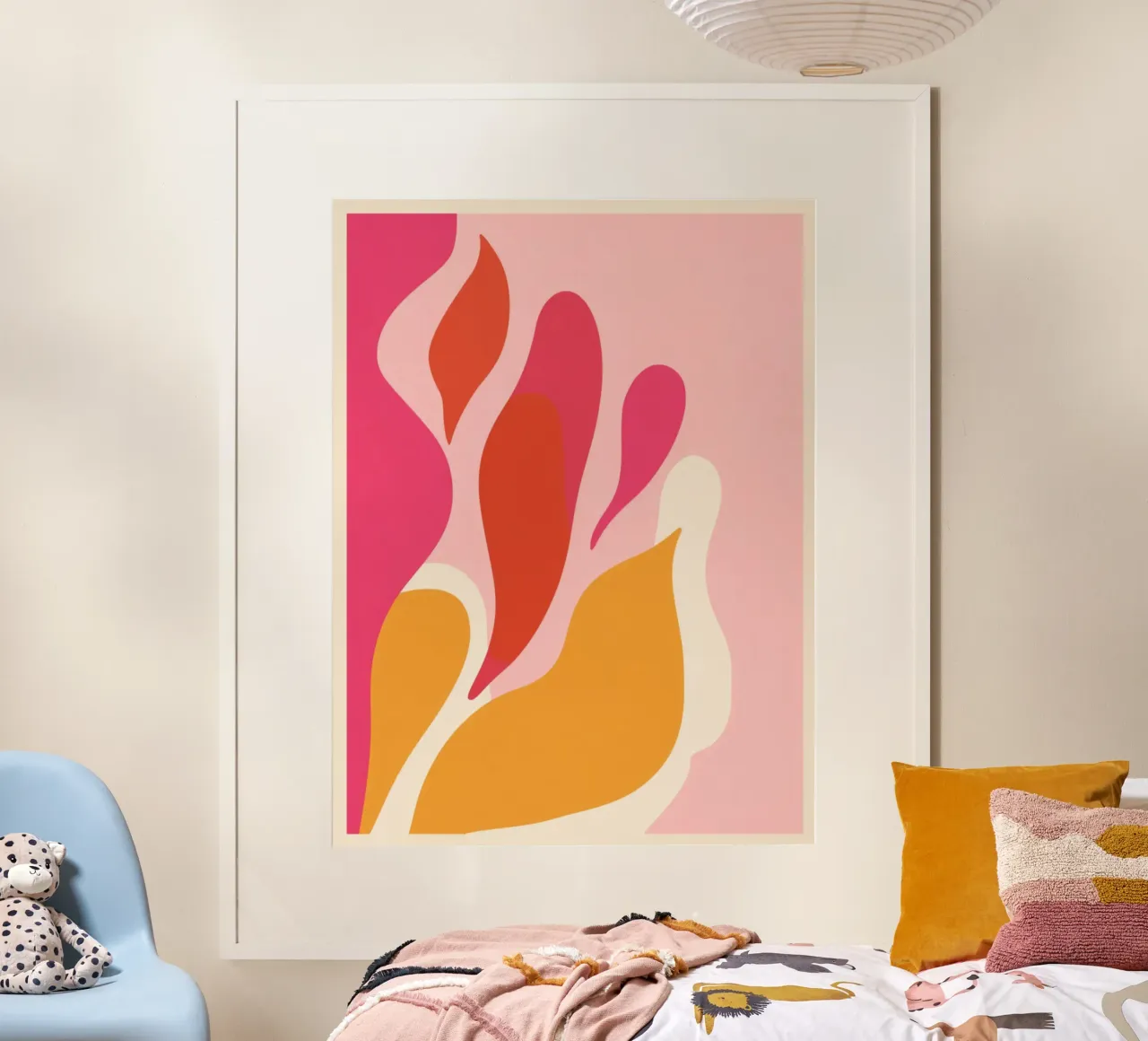 Orange and Pink Abstract poster avec cadre en plastique de Gypsy Galleria