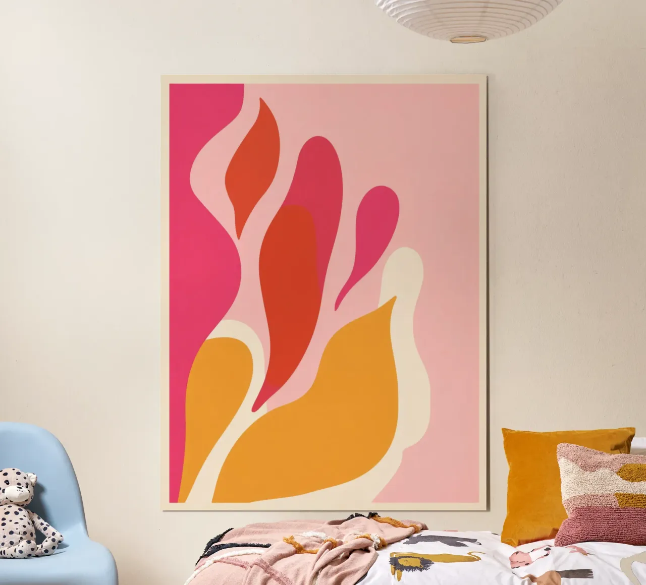 Orange and Pink Abstract poster avec cadre en plastique de Gypsy Galleria