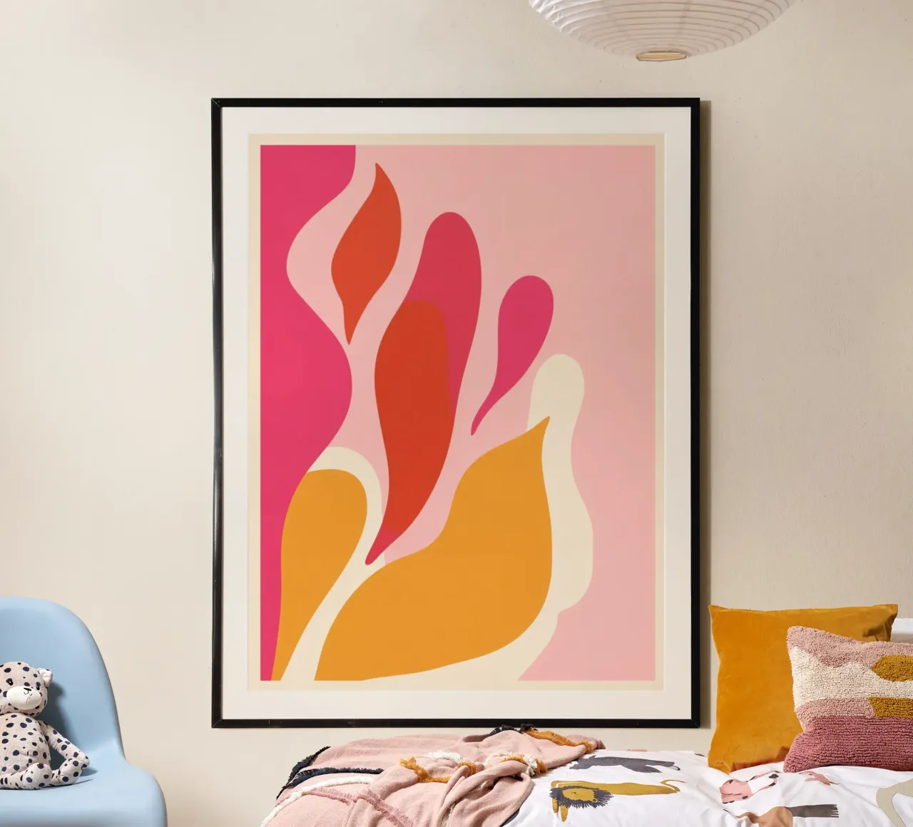 Orange and Pink Abstract poster avec cadre en plastique de Gypsy Galleria