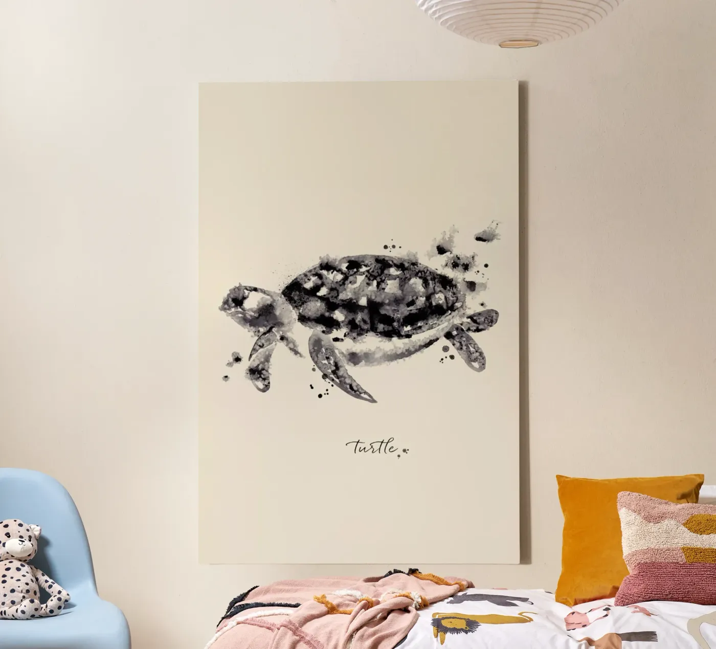 Ink Turtle canvas van Flora & Fauna