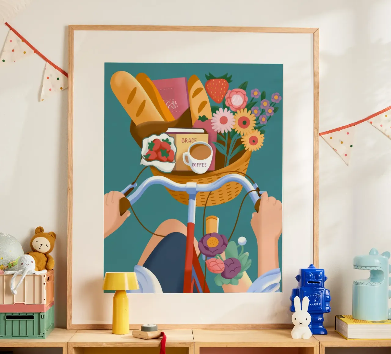 Serenata floreale in bicicletta poster con telaio in alluminio da Fine Sanctuary