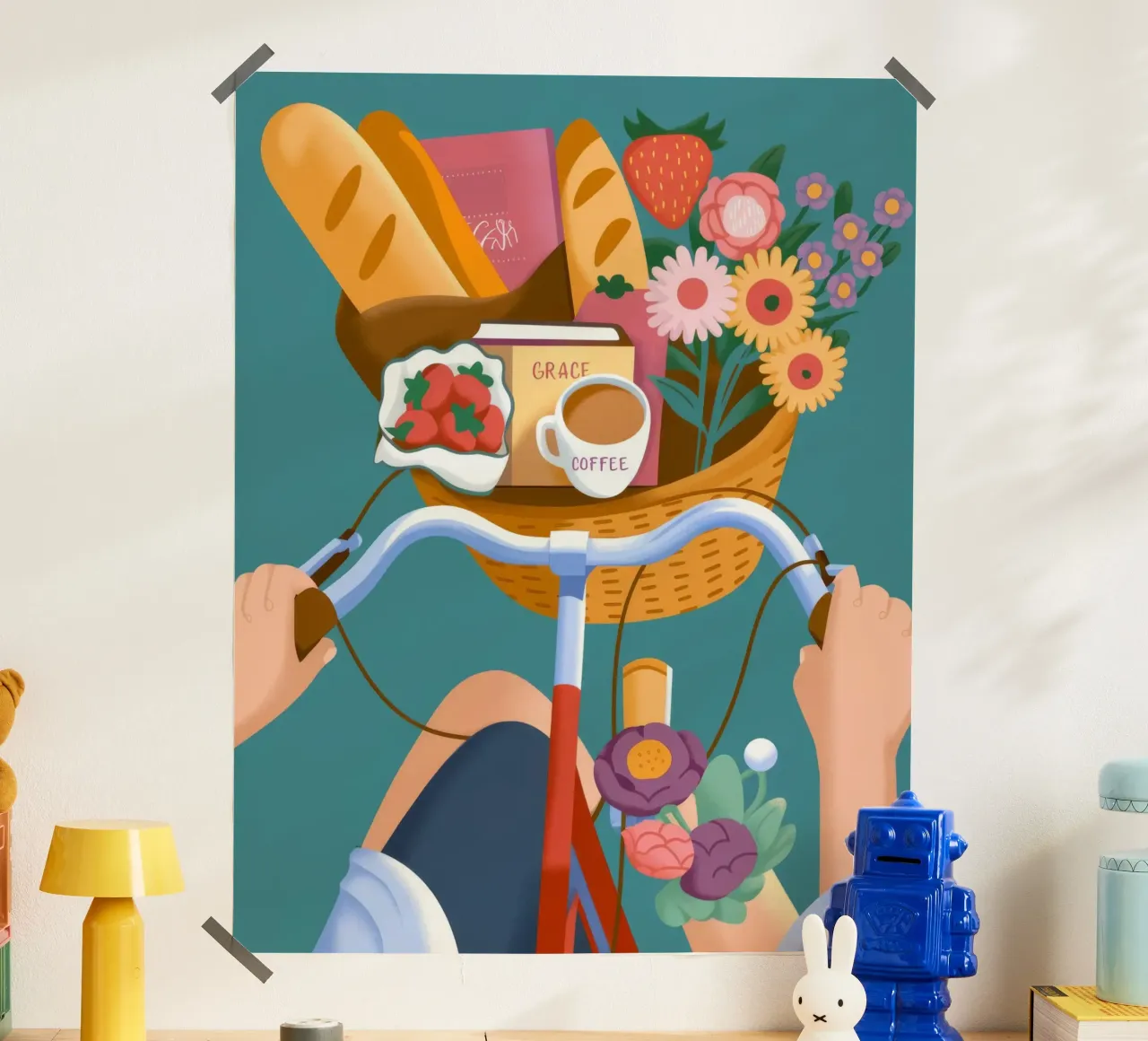 Serenata floreale in bicicletta poster con telaio in alluminio da Fine Sanctuary