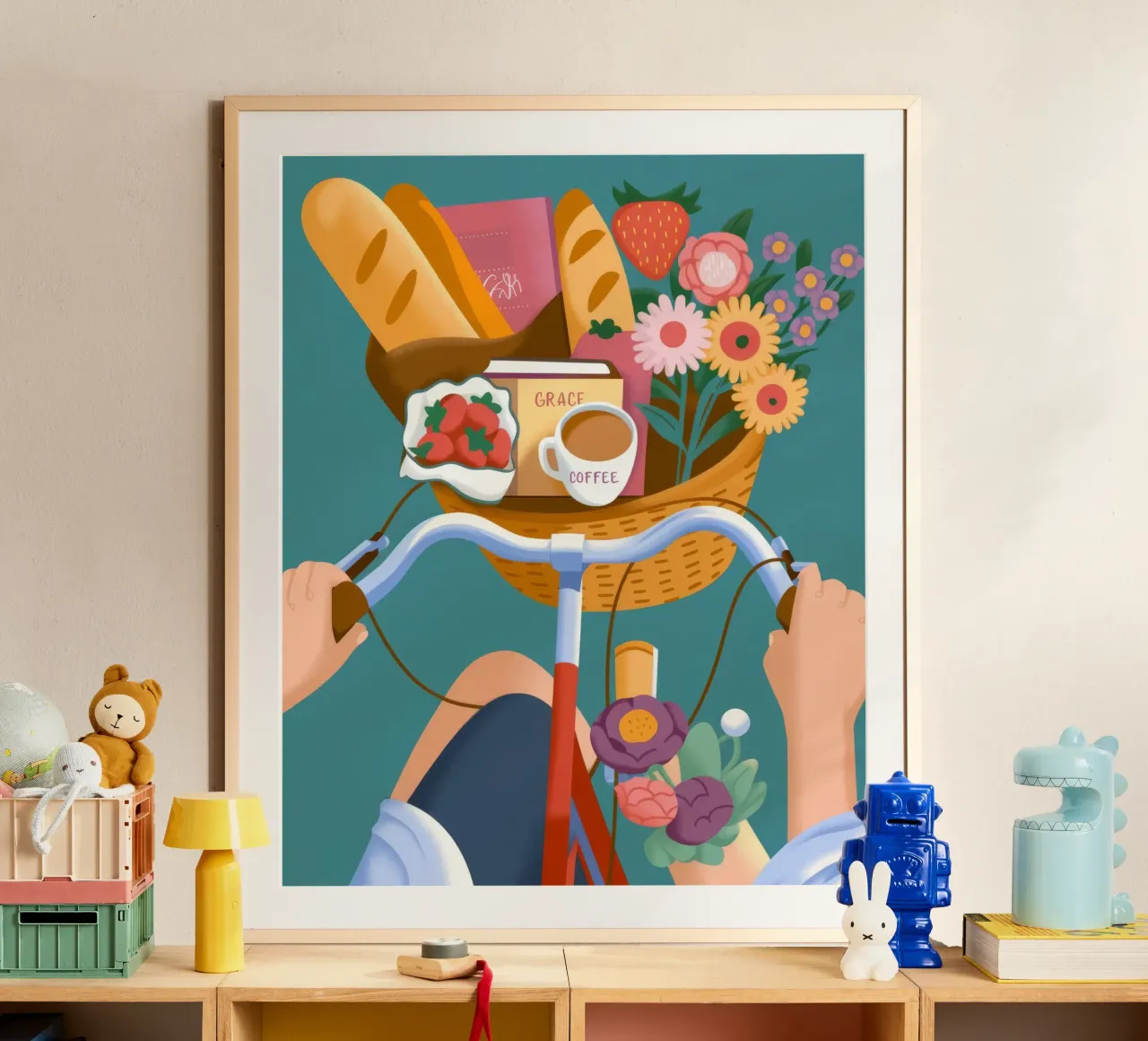 Serenata floreale in bicicletta poster con telaio in alluminio da Fine Sanctuary