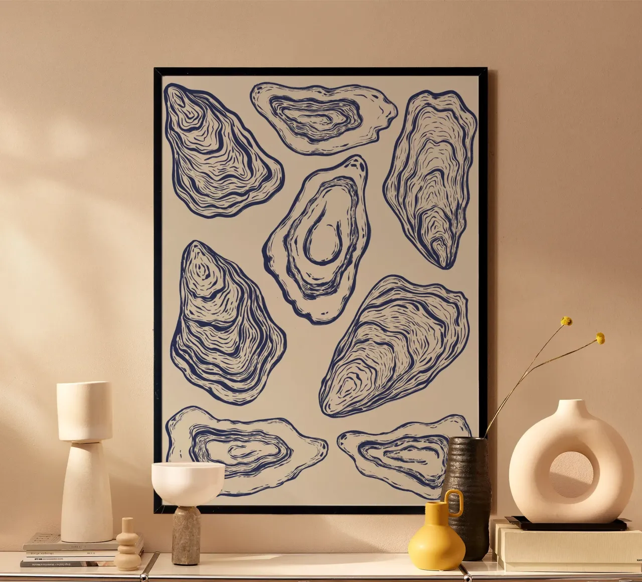 Illustrazione Oyster n°02 poster con telaio in legno da Sixmai
