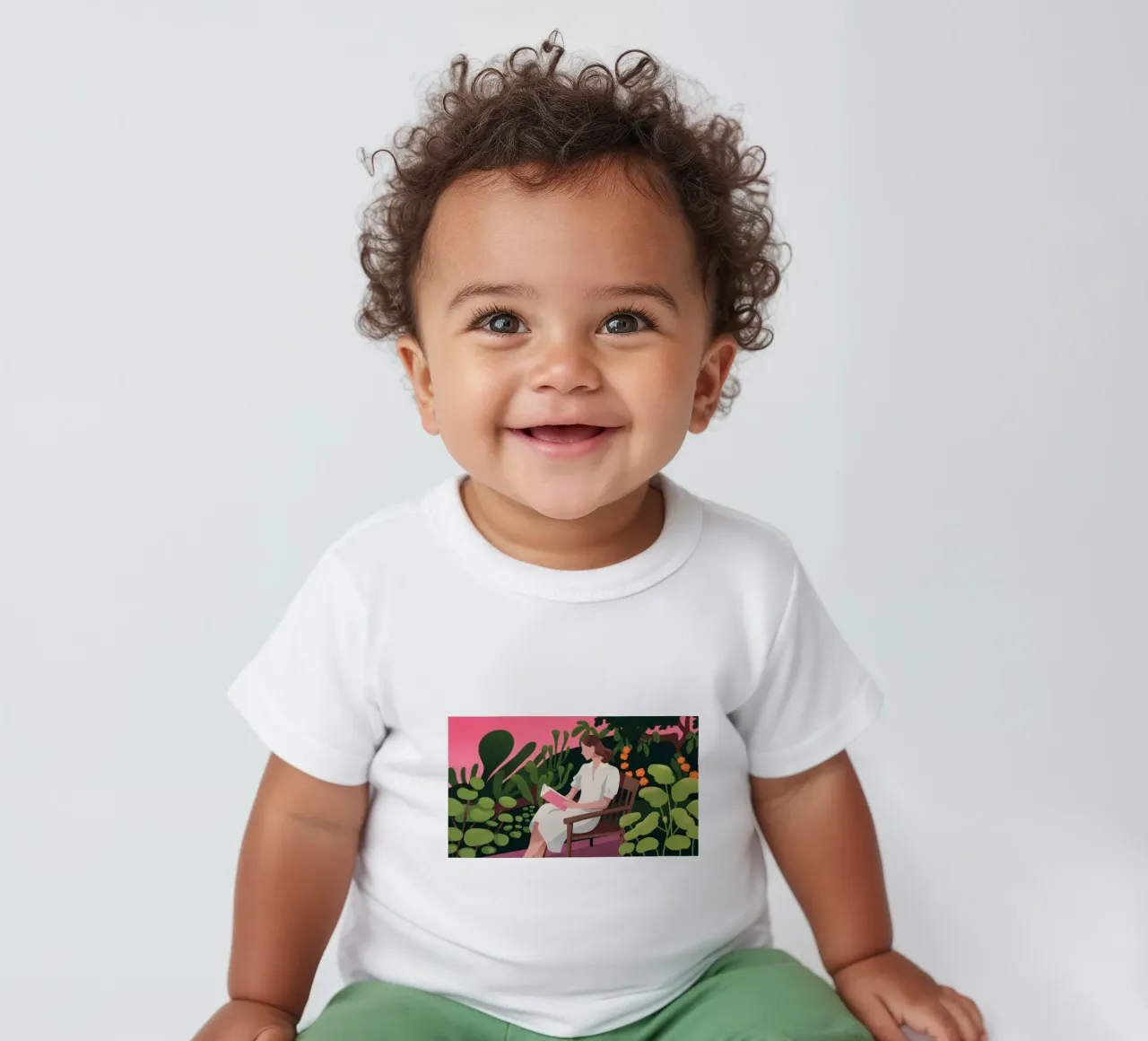 Serene Garden Reading baby t-shirt by Fine Sanctuary
