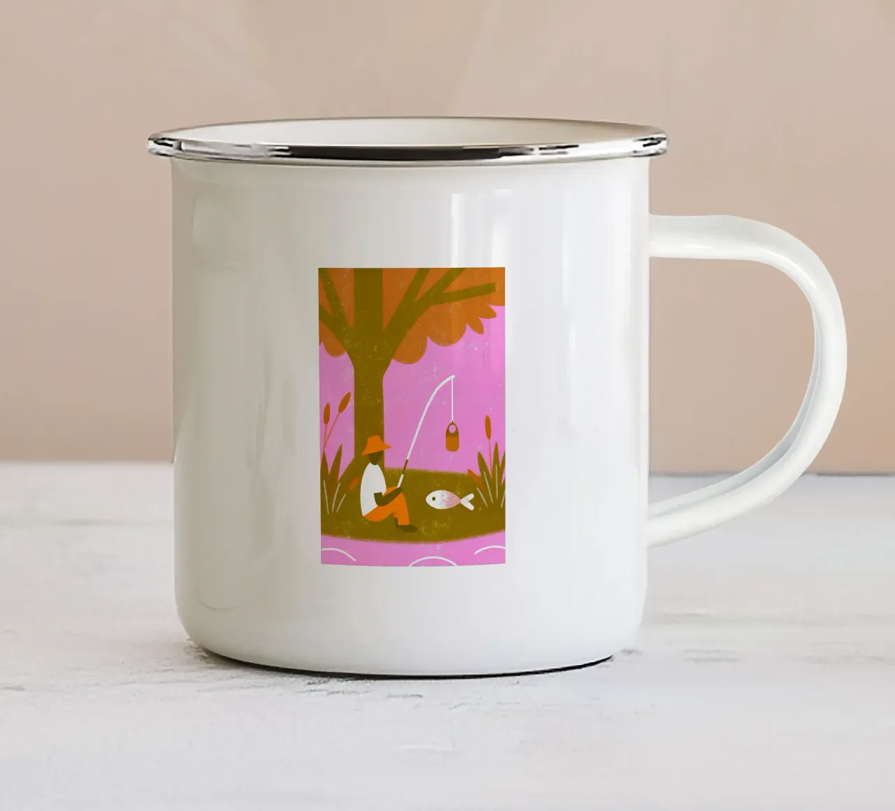 Pesca retro pop tazza in smalto da THE LATEST SHOP