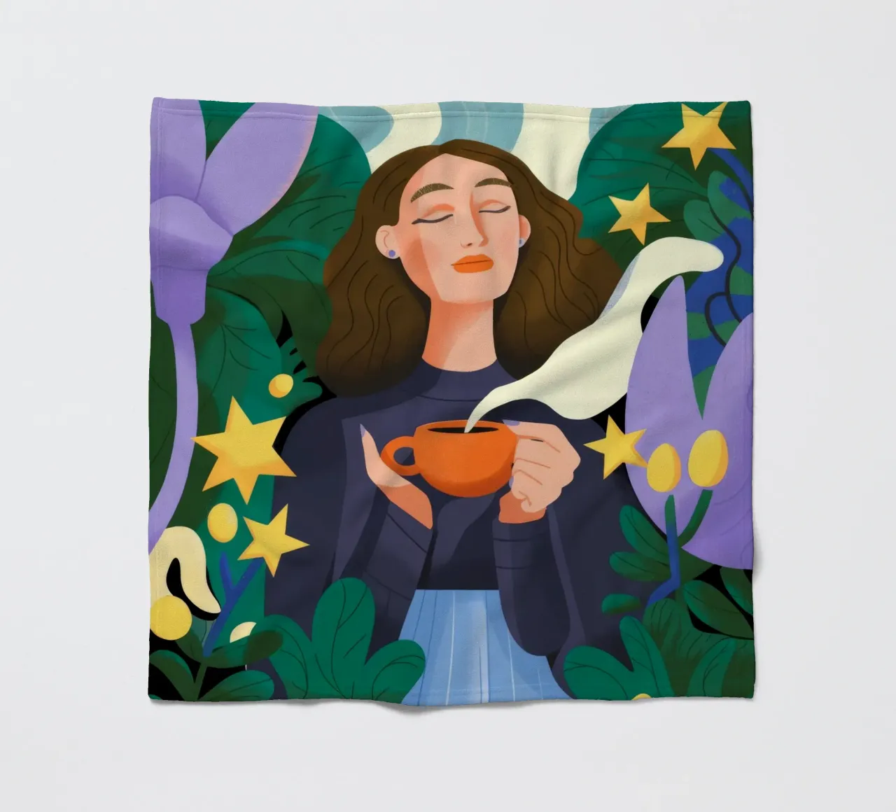 Whimsical Tea Time fleece blanket by Fine Sanctuary