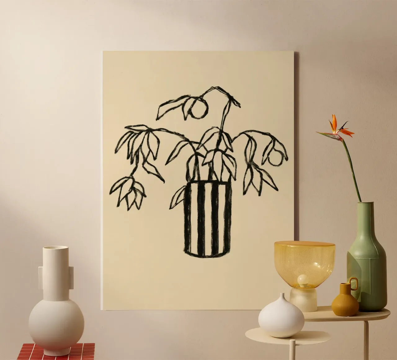 Black Florals No 01 tela con Cornice a cassetta da treechild