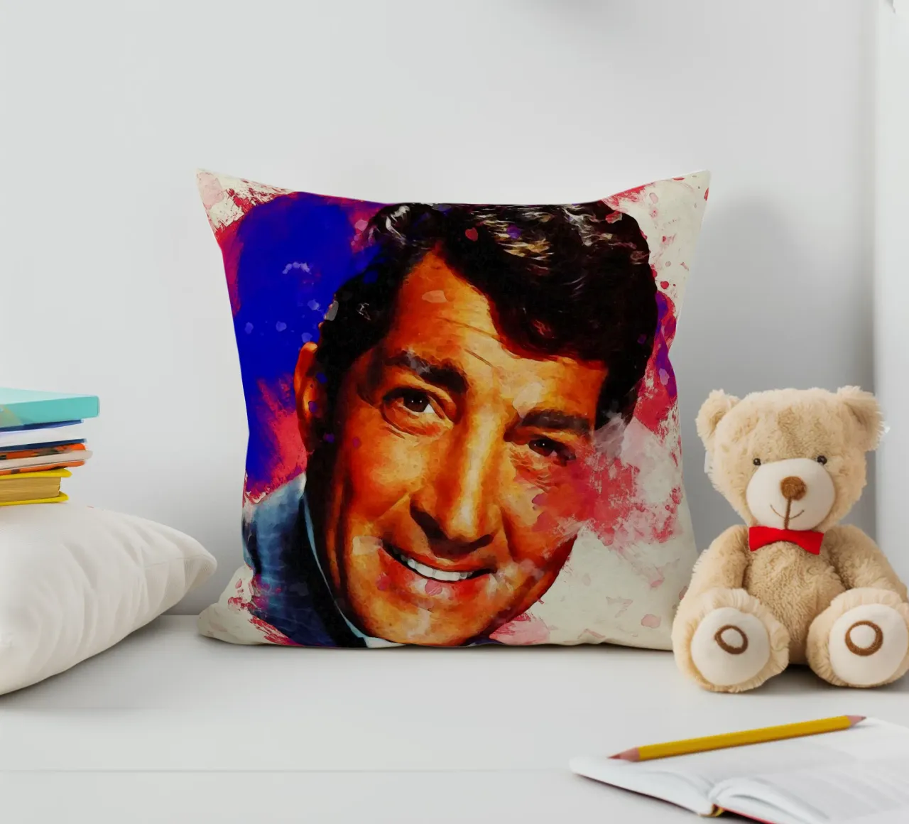 Macchia di ritratto Dean Martin cuscino da Gunawan Rb