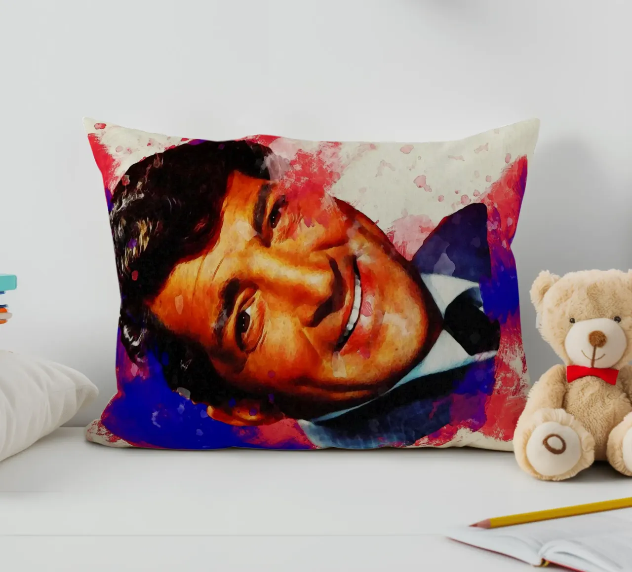 Macchia di ritratto Dean Martin cuscino da Gunawan Rb