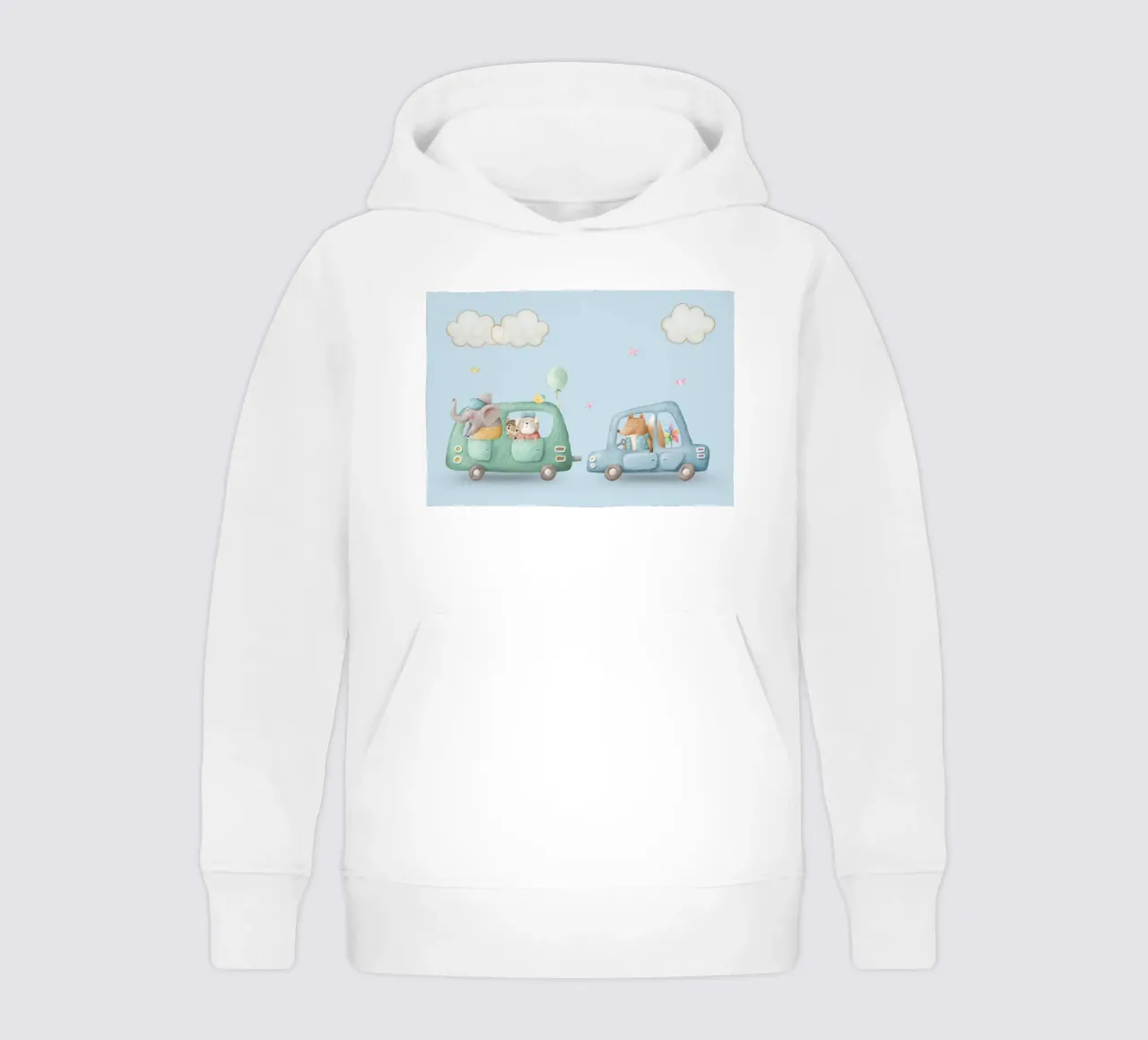 Safari Friends on the Go kids hoodie by Doodle Dreams Art