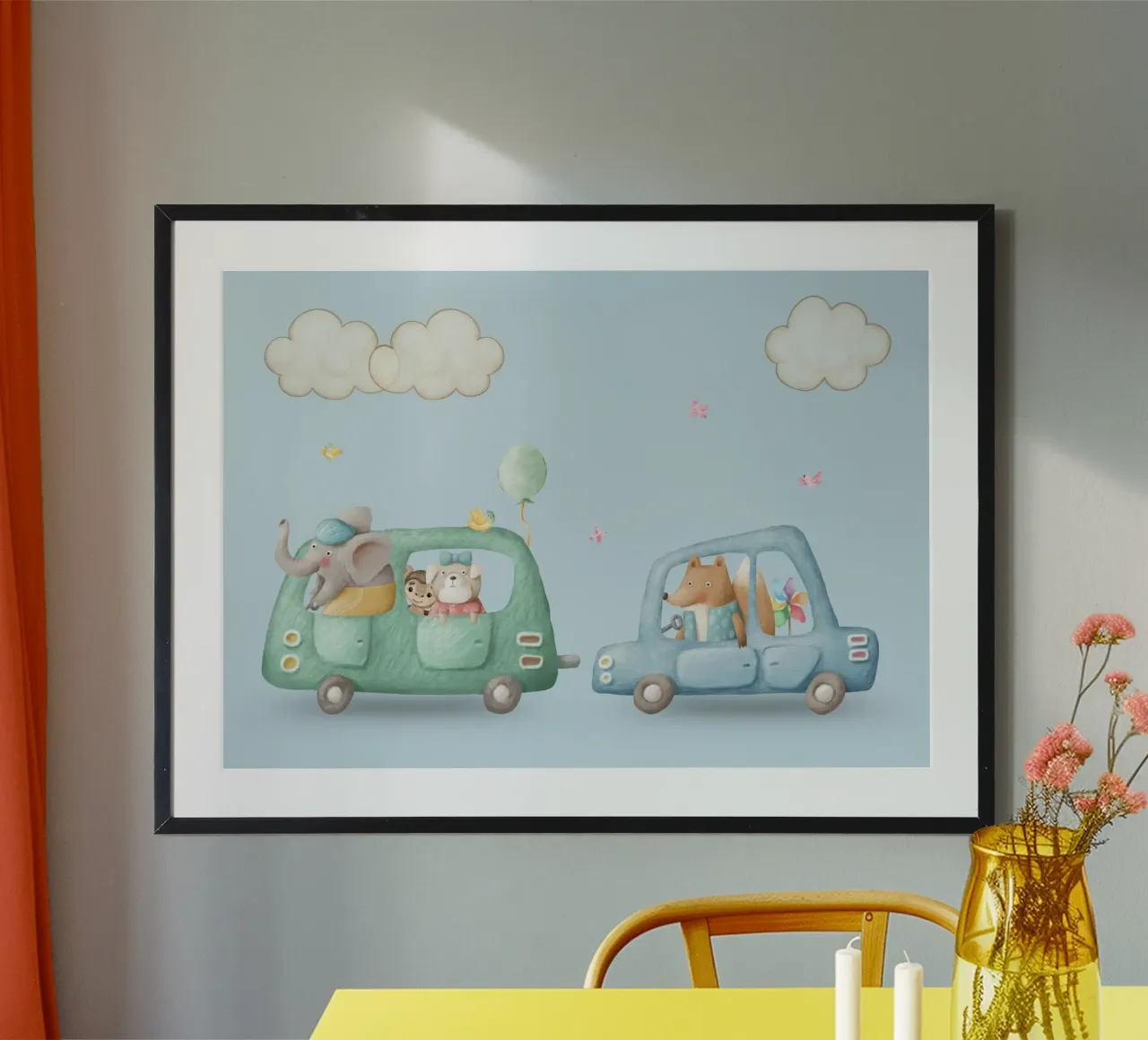 Safari Friends on the Go poster by Doodle Dreams Art