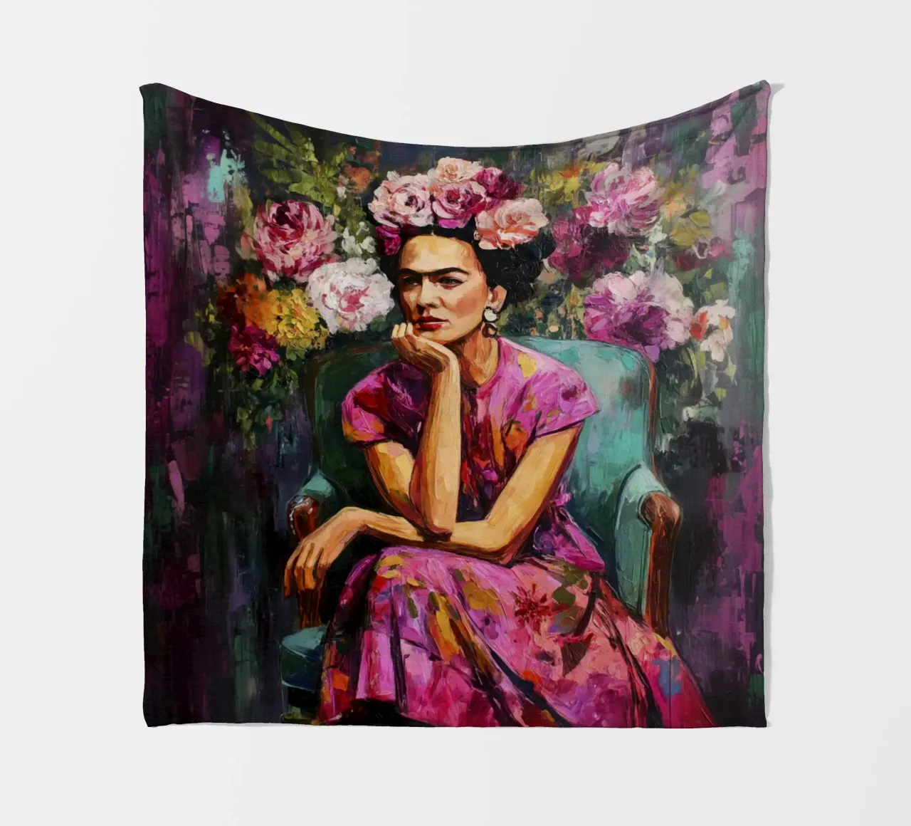Audace musa messicana con rose e fiori coperta in pile da Modern Muse