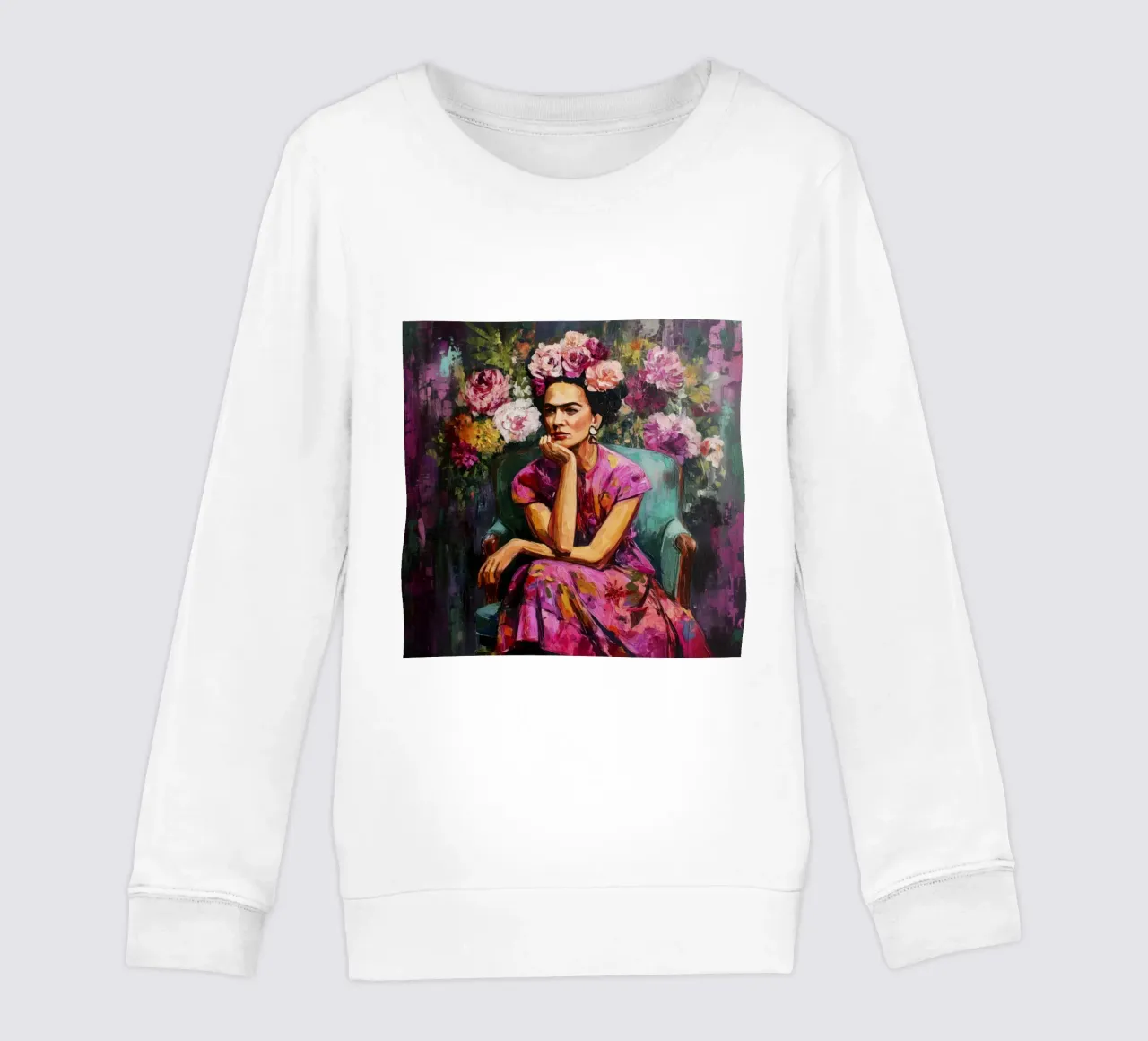 Una musa bohemia con una corona de rosas y flores sudadera para niño de Modern Muse