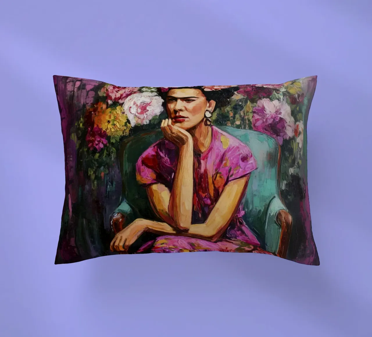 Audace musa messicana con rose e fiori cuscino da Modern Muse
