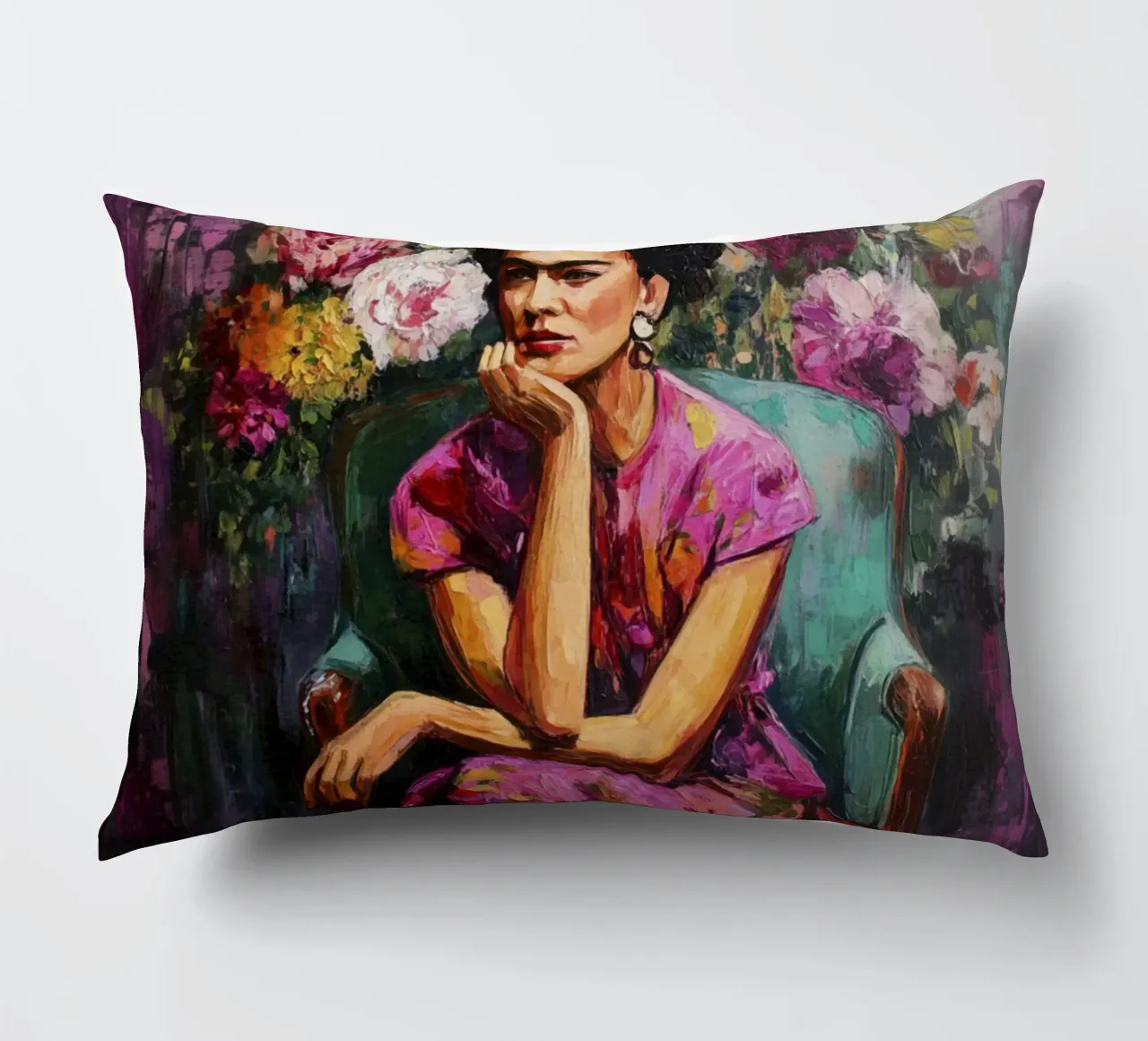 Audace musa messicana con rose e fiori cuscino da Modern Muse