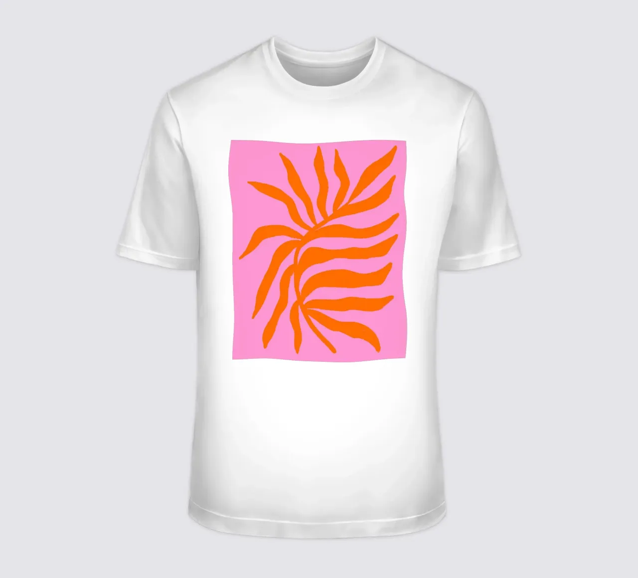 Orange Silhouette Textured Branch on Pink t-shirt by Wackapacka