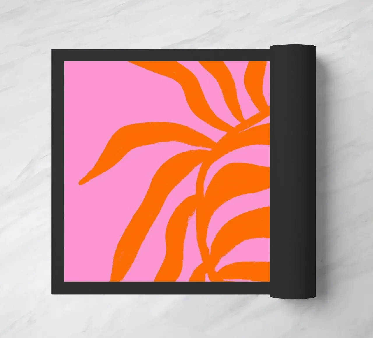 Orange Silhouette Textured Branch on Pink doormat by Wackapacka