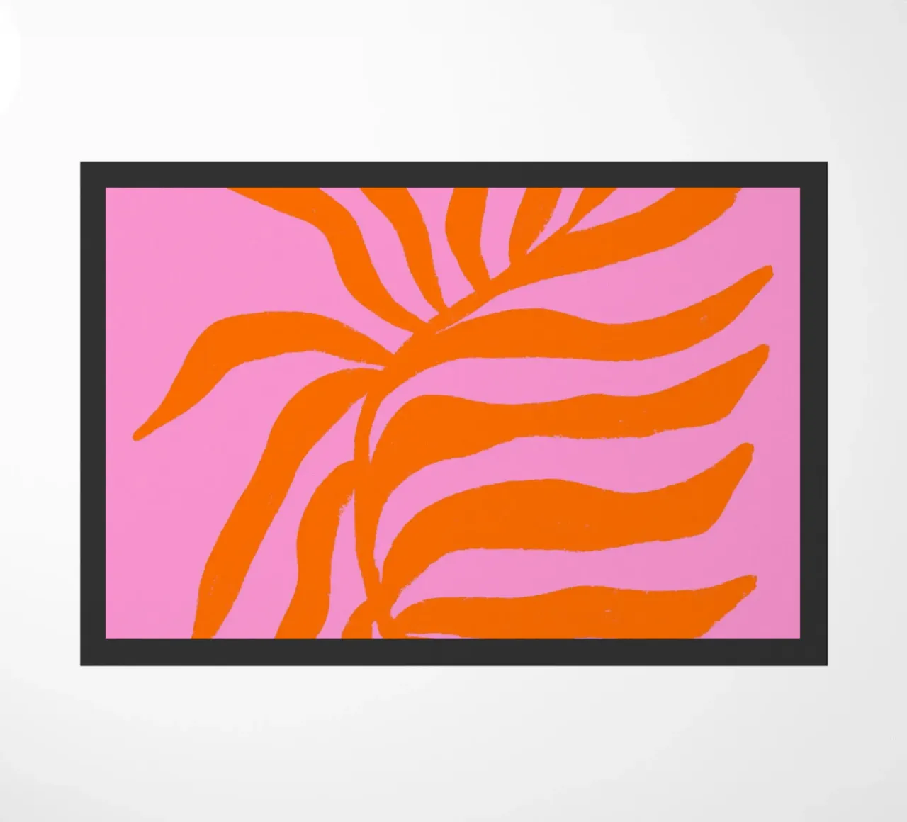 Orange Silhouette Textured Branch on Pink doormat by Wackapacka