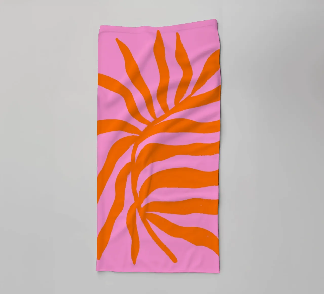 Orange Silhouette Textured Branch on Pink towel by Wackapacka