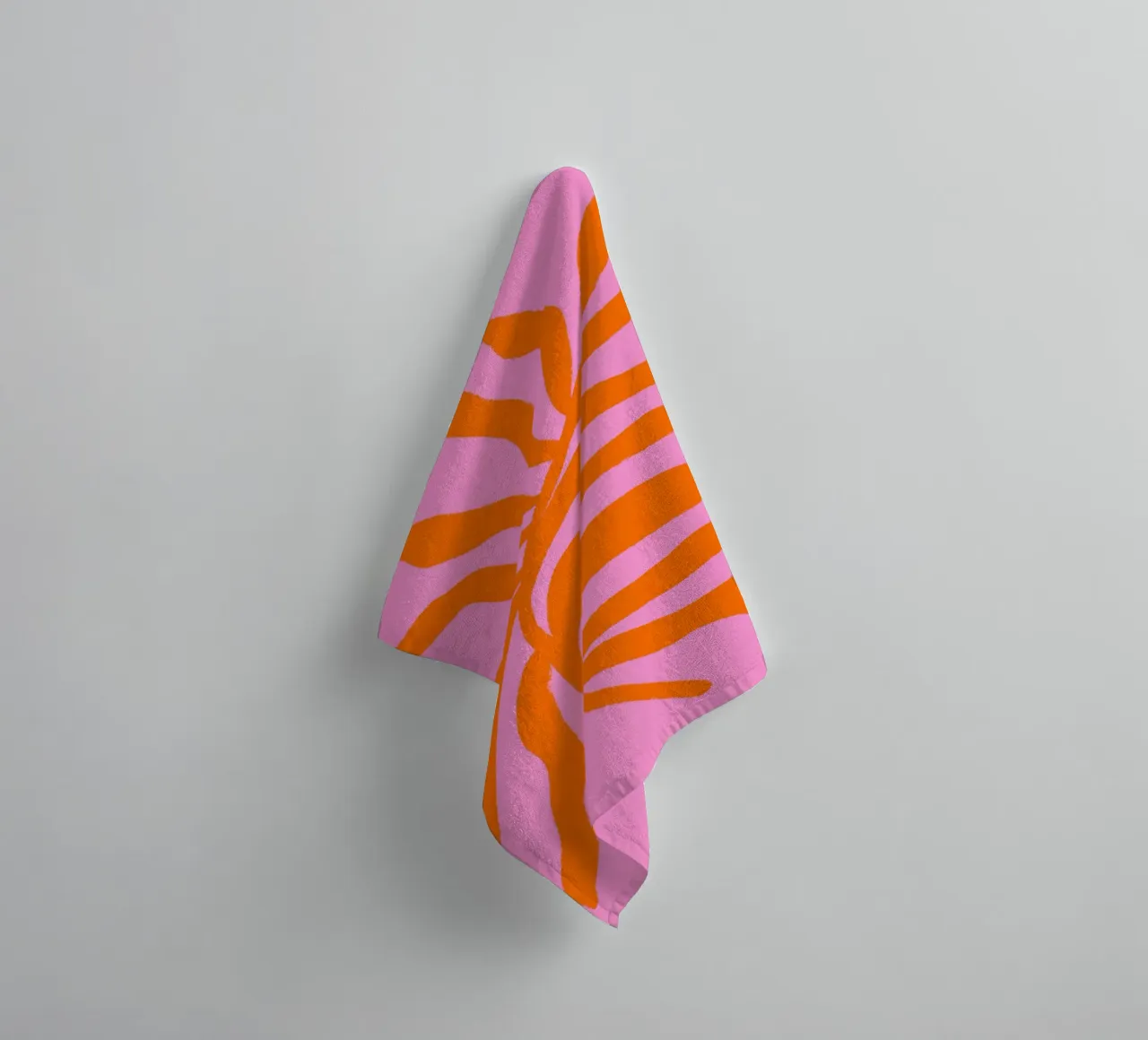 Orange Silhouette Textured Branch on Pink towel by Wackapacka