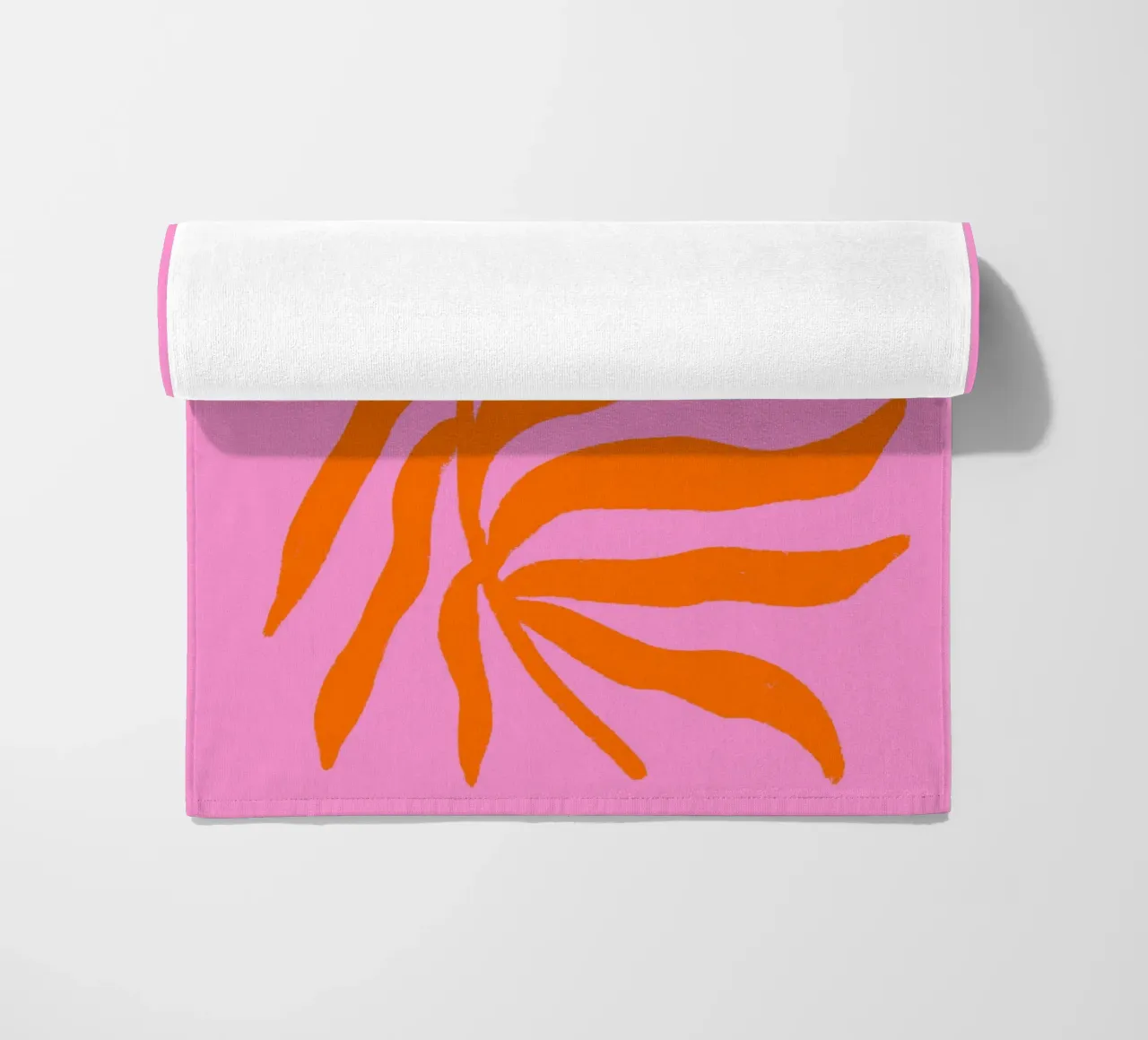 Orange Silhouette Textured Branch on Pink beach towel by Wackapacka