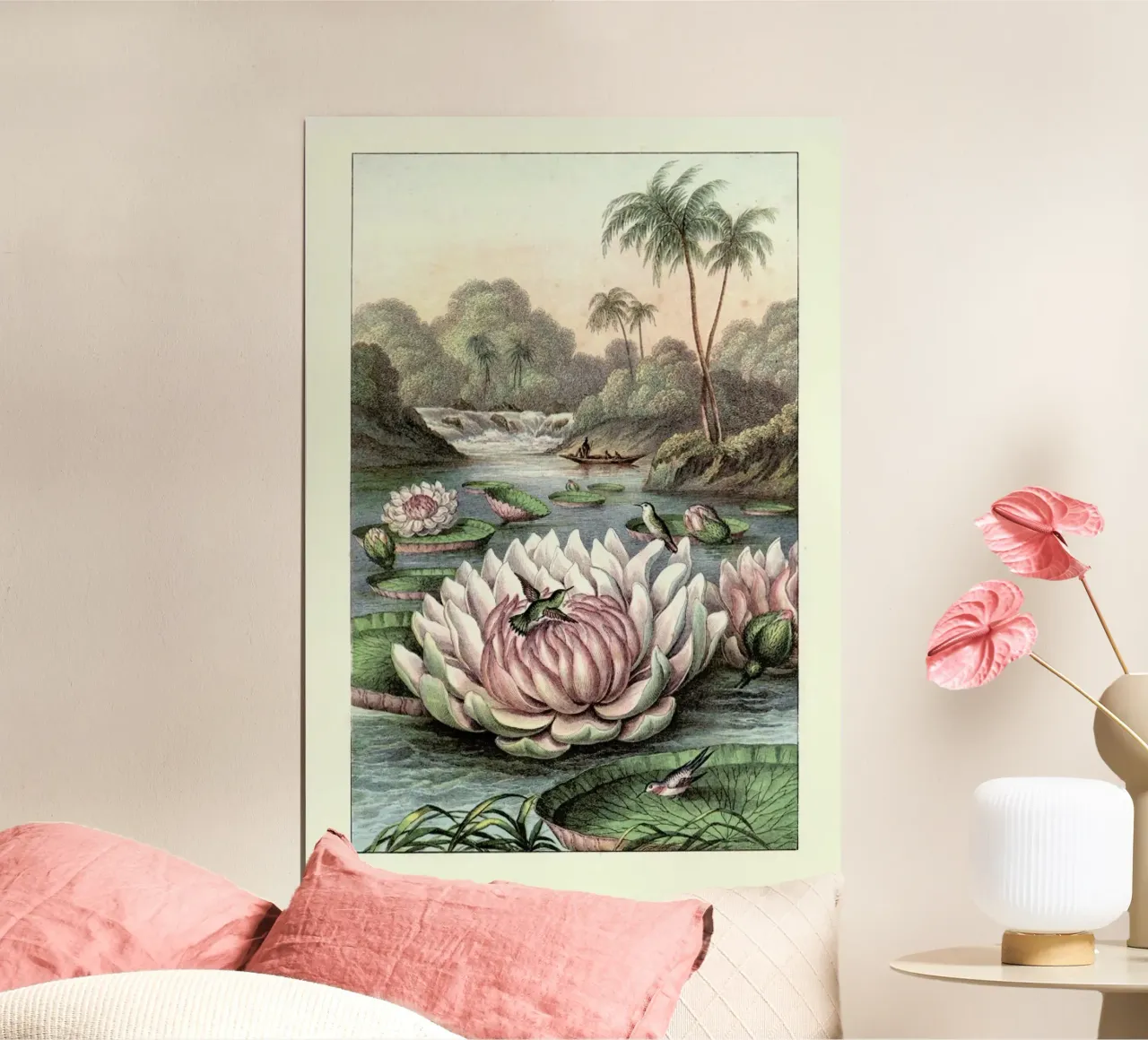 Water Lily poster with wooden frame by Flora & Fauna