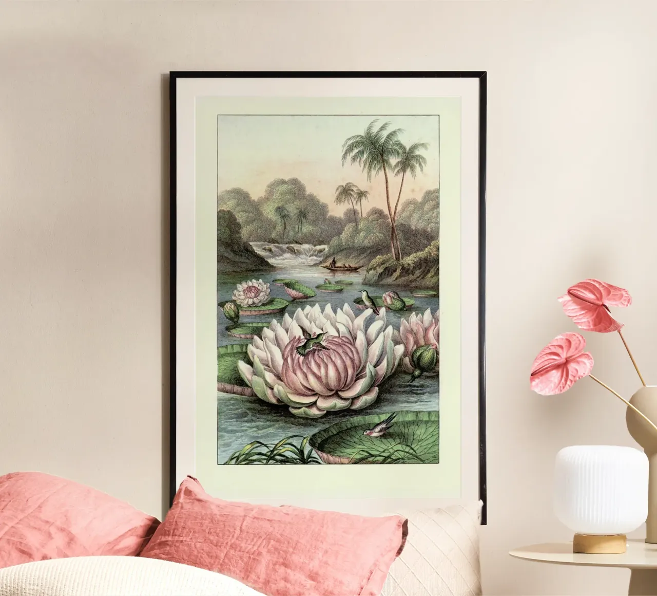 Water Lily poster with wooden frame by Flora & Fauna