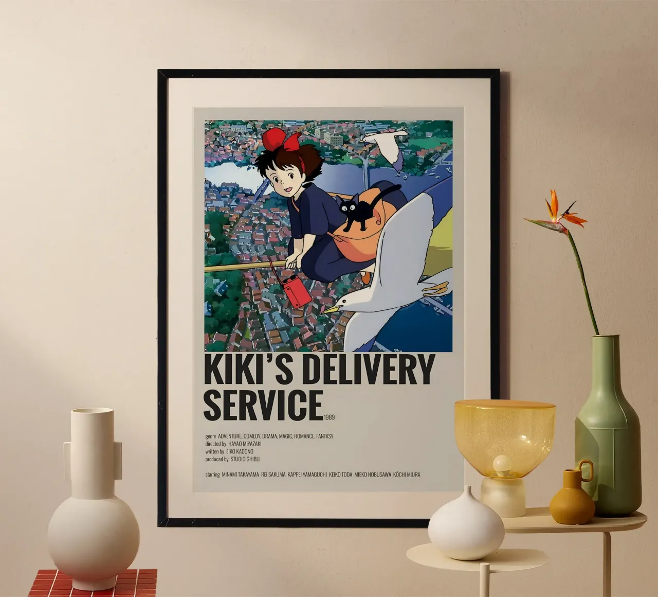 KIKI'S DELIVERY SERVICE  1989 poster con telaio in legno da Totoya
