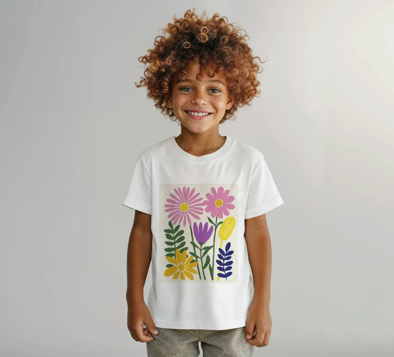Modern Botanical Cut-Out in Retro Color Palette kids t-shirt by Modern Muse
