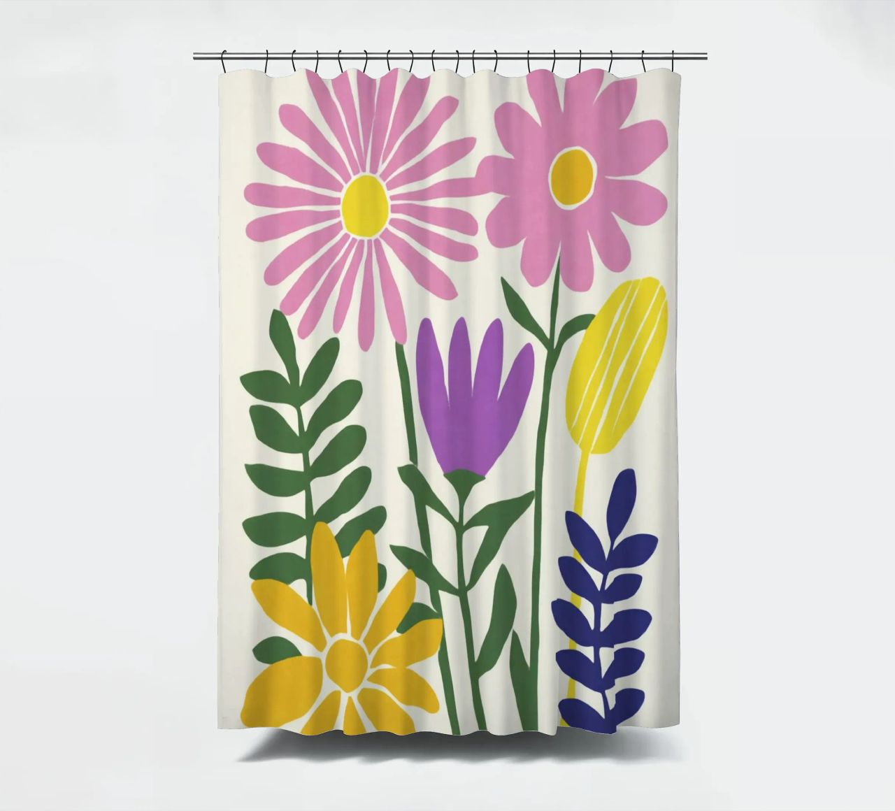 Moderner botanischer Ausschnitt in Retro-Farbpalette Duschvorhang von Modern Muse