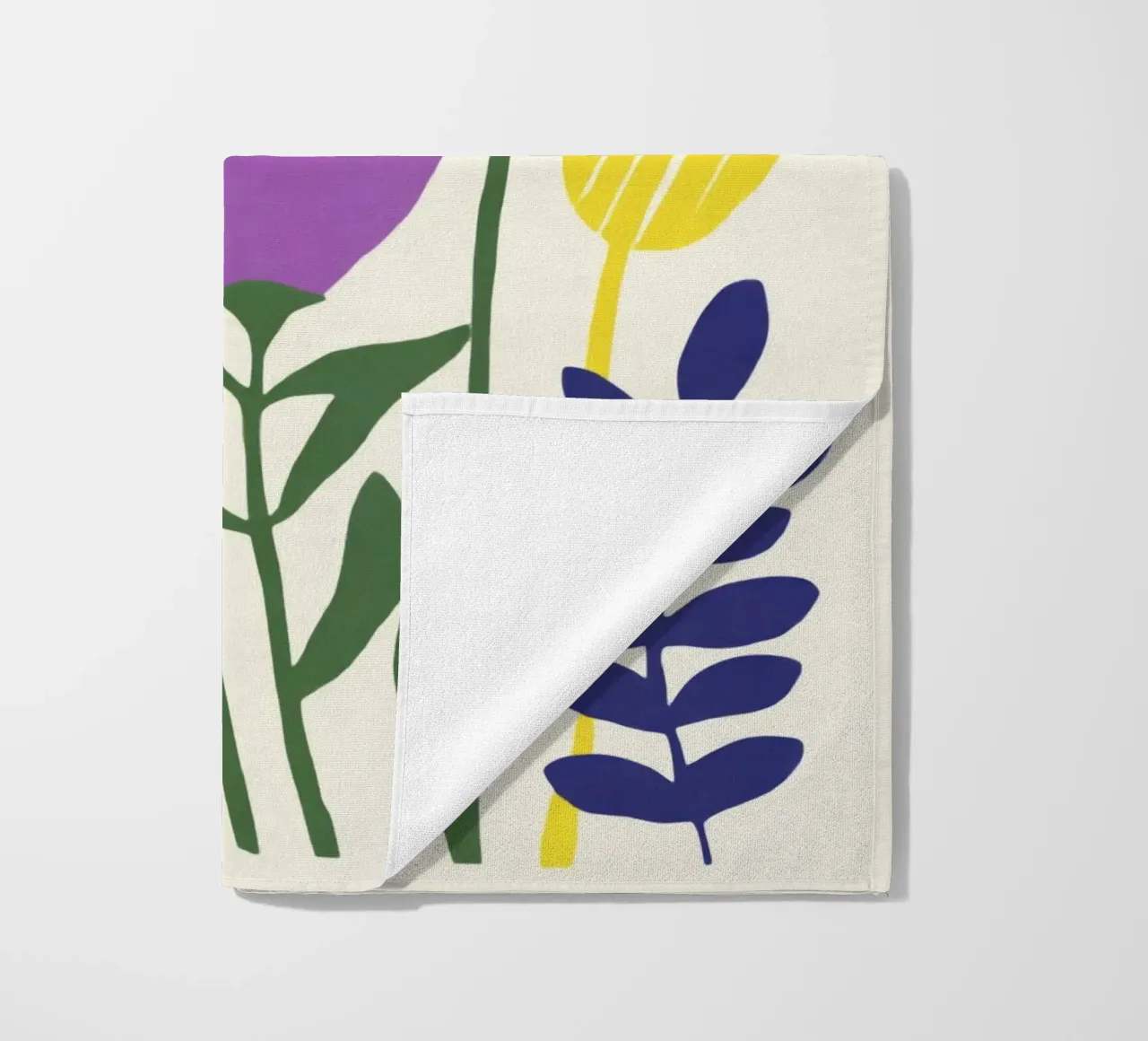 Modern Botanical Cut-Out in Retro Color Palette beach towel by Modern Muse