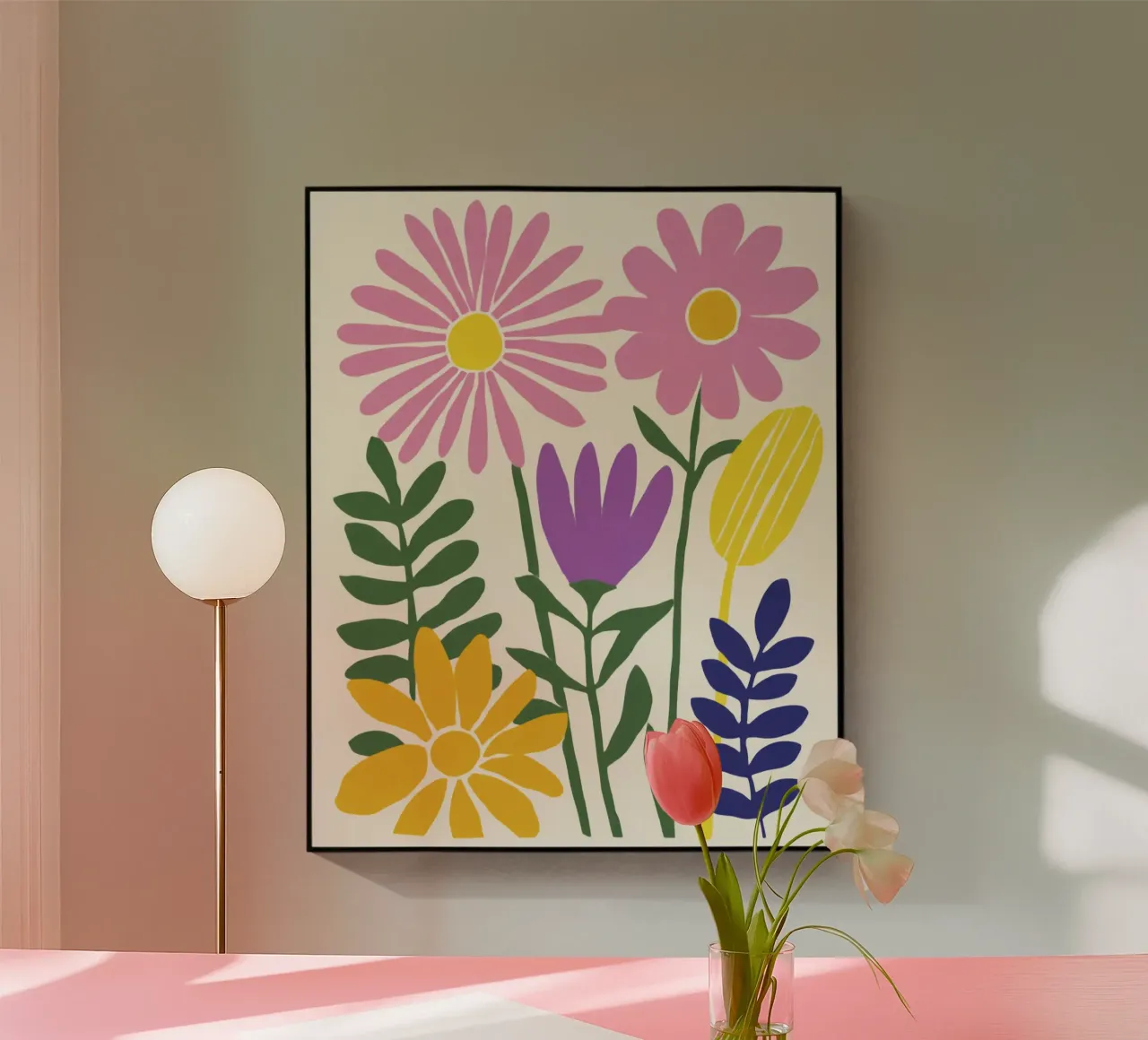 Moderner botanischer Ausschnitt in Retro-Farbpalette Acryl-Glas von Modern Muse