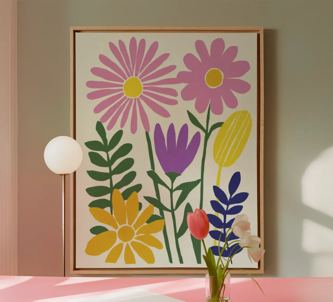 Ritaglio botanico moderno in una tavolozza di colori retrò tela da Modern Muse