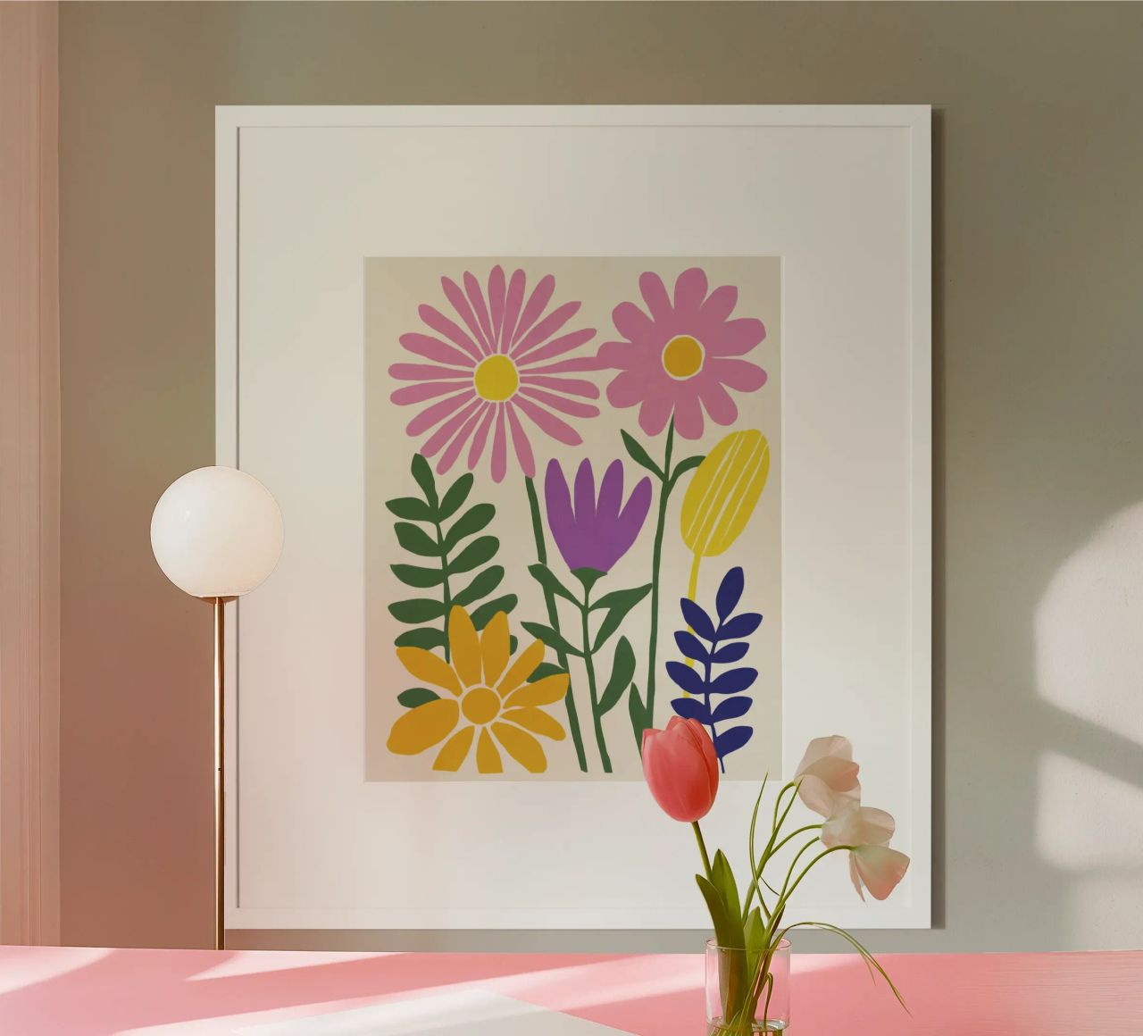 Moderner botanischer Ausschnitt in Retro-Farbpalette Poster von Modern Muse