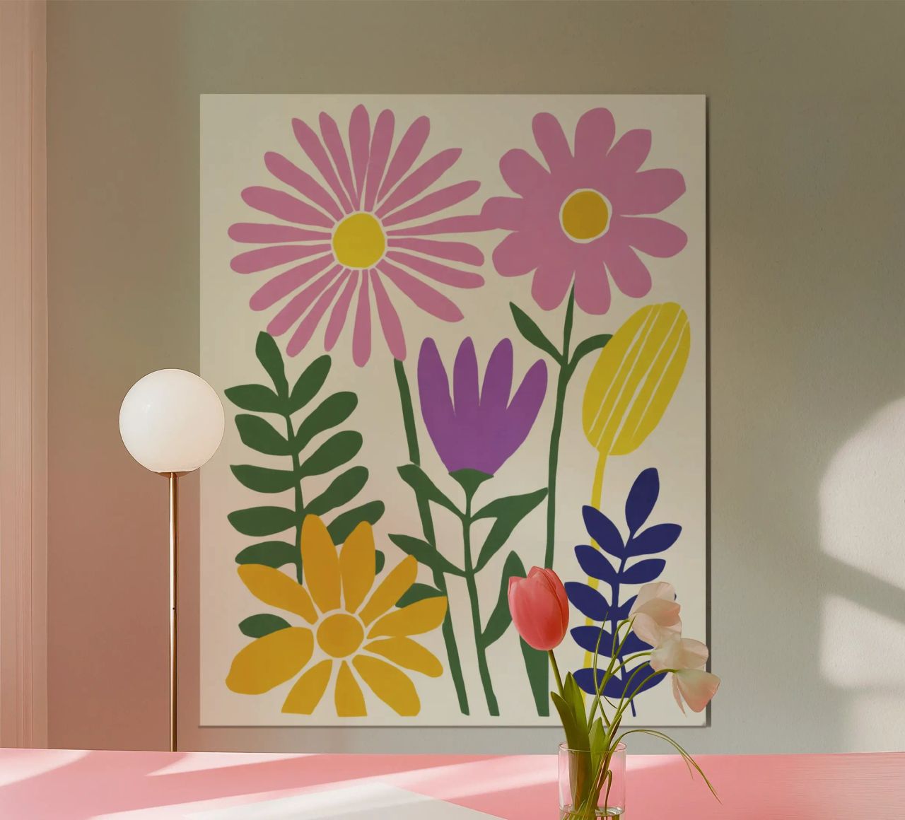 Moderner botanischer Ausschnitt in Retro-Farbpalette Poster von Modern Muse