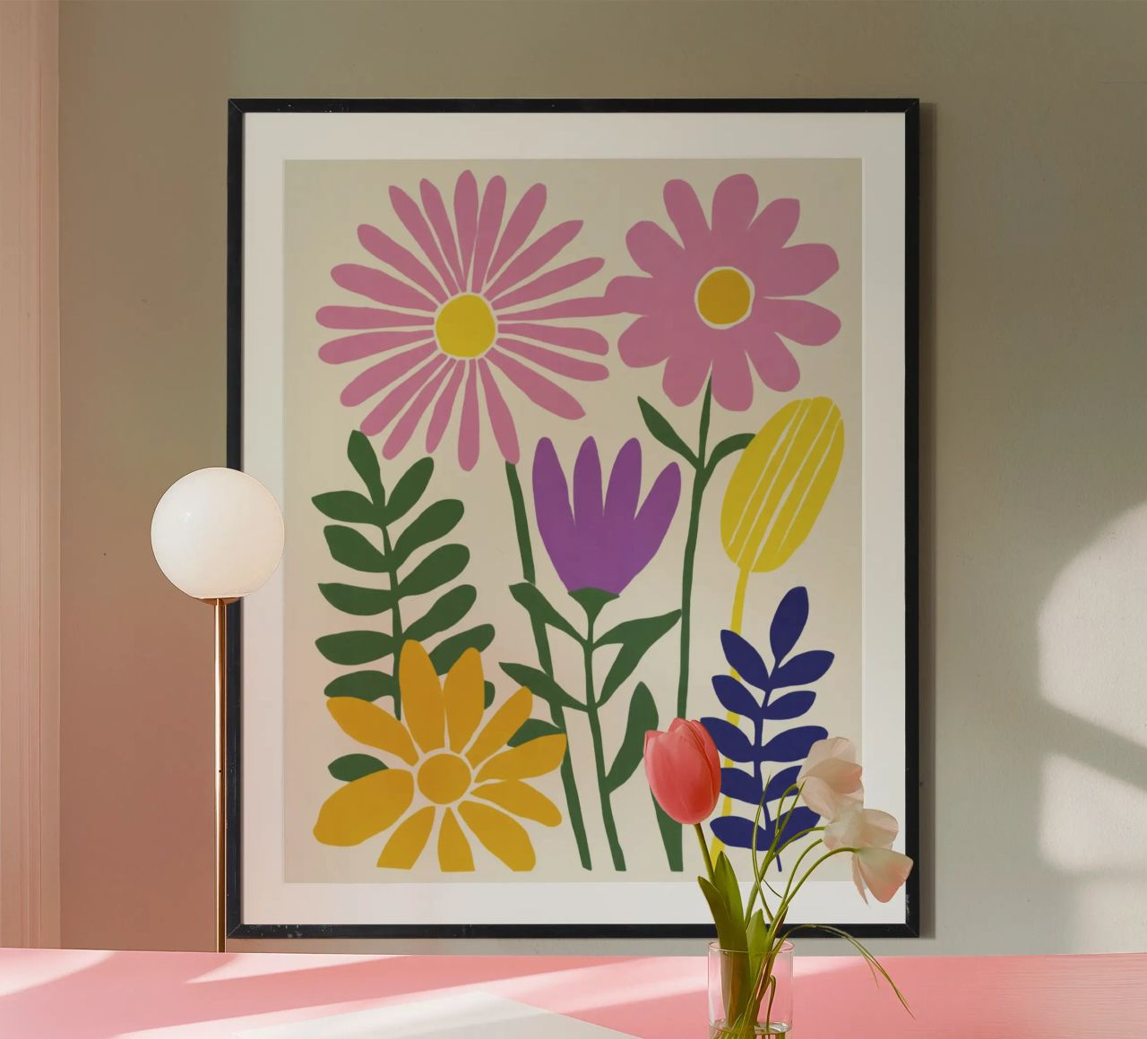Moderner botanischer Ausschnitt in Retro-Farbpalette Poster von Modern Muse