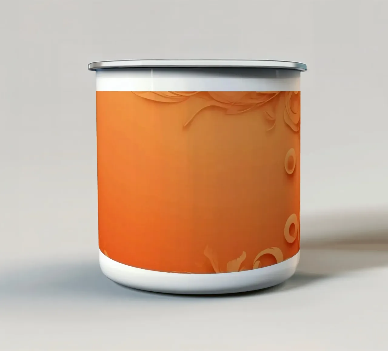 Carta da parati astratta arancione con elementi floreali tazza in smalto da DesignDoodle