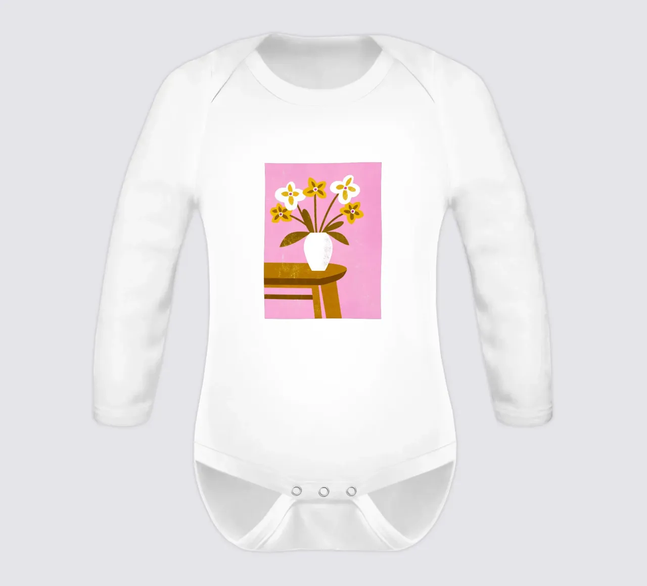 Retro Pop Flower Vase long-sleeve baby romper by THE LATEST SHOP