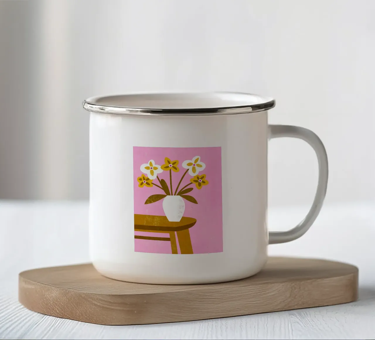 Retro Pop Bloemenvaas emaille mok van THE LATEST SHOP