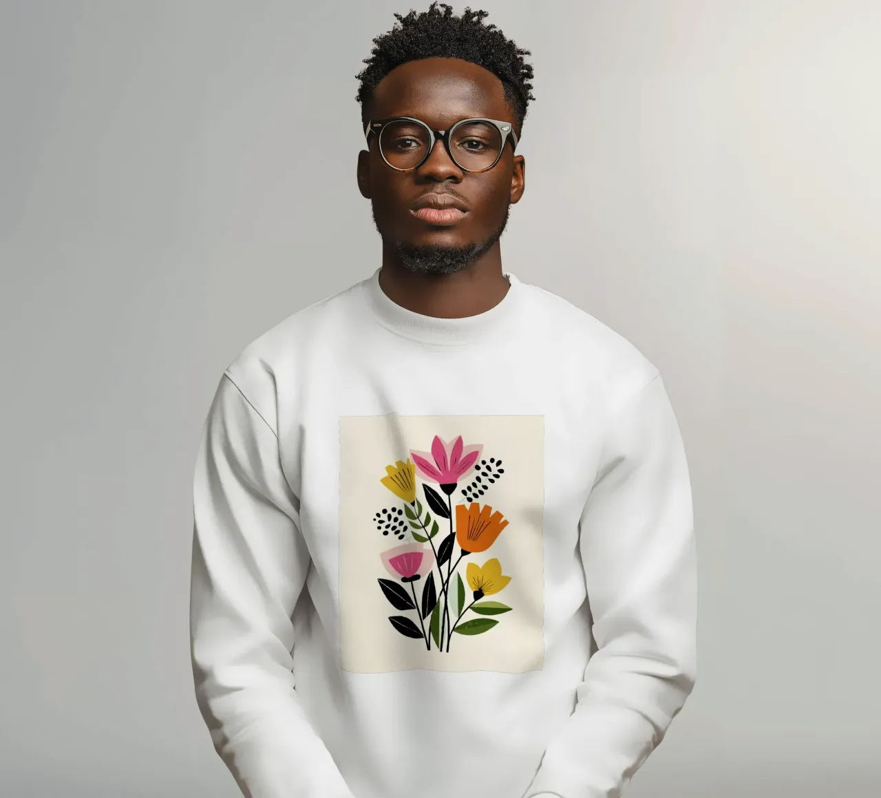 Formes botaniques abstraites dans un mélange de couleurs rétro sweat de Modern Muse