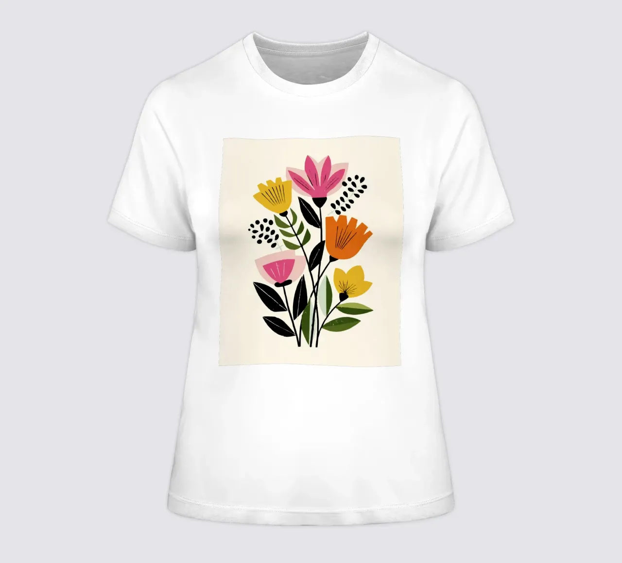 Forme botaniche astratte in un mix di colori retrò t-shirt da donna da Modern Muse